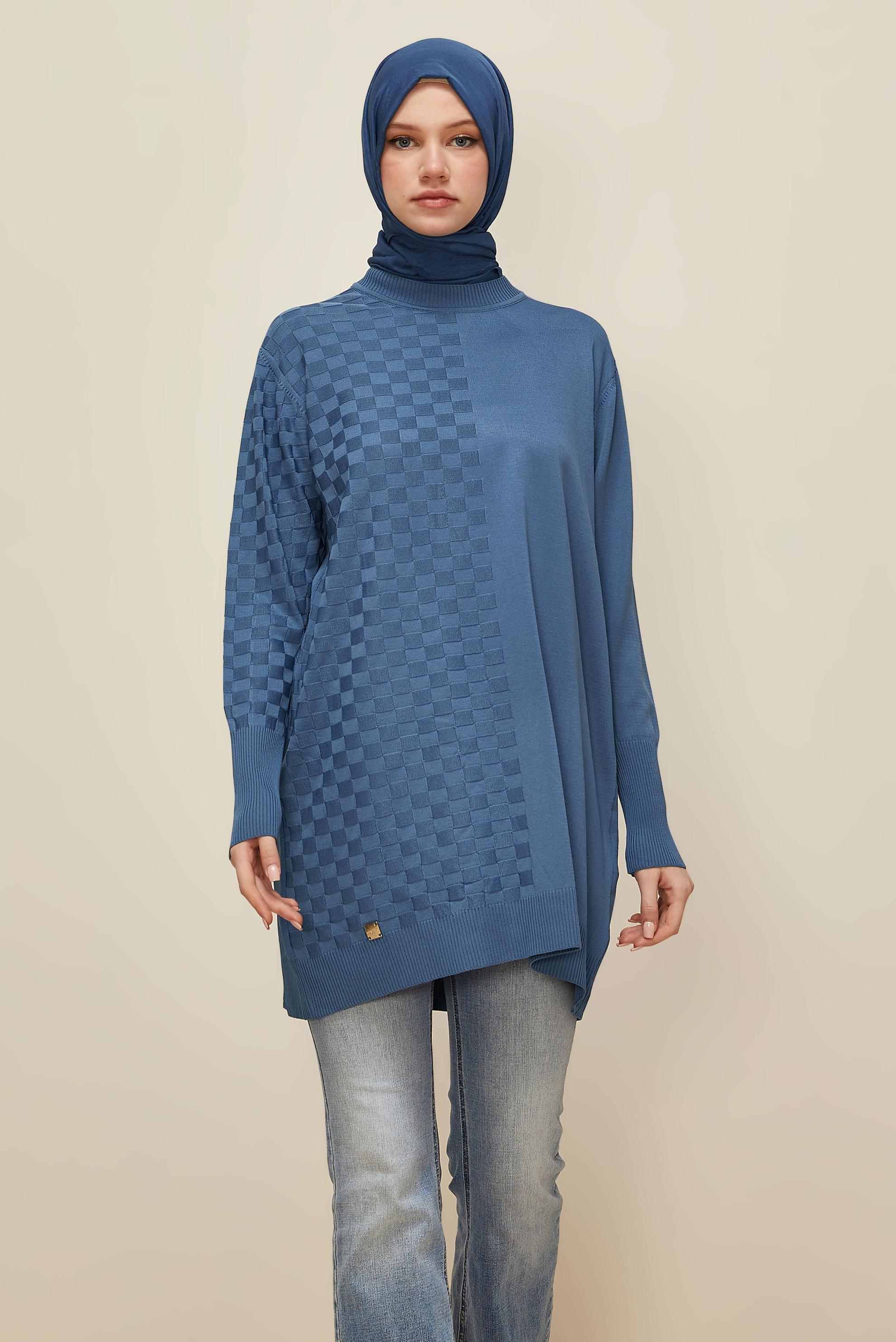 Tesettür giyim LACİVERT TRİKO TUNİK 45844