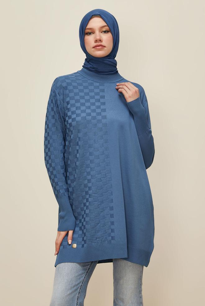 Tesettür giyim LACİVERT TRİKO TUNİK 45844 - ALVİNA