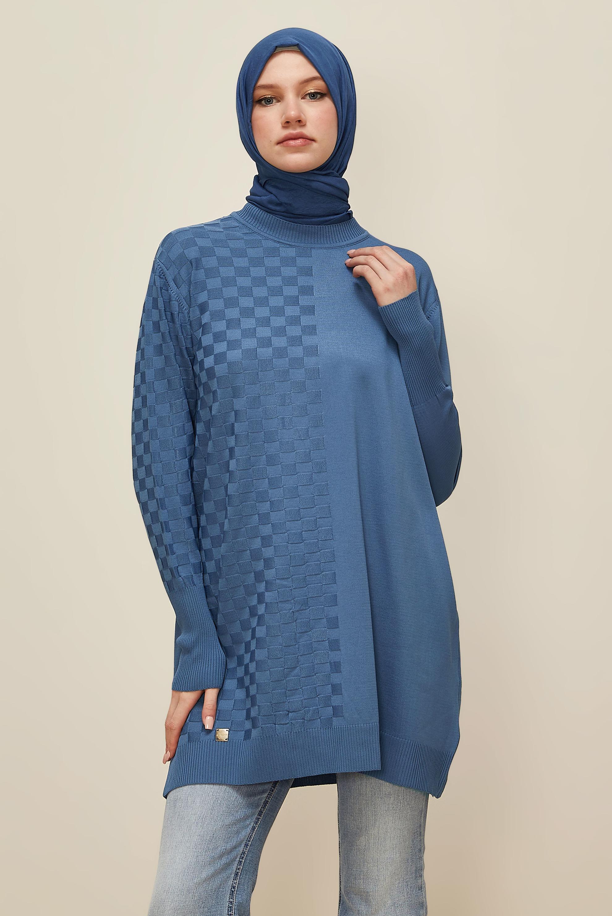 Tesettür giyim LACİVERT TRİKO TUNİK 45844