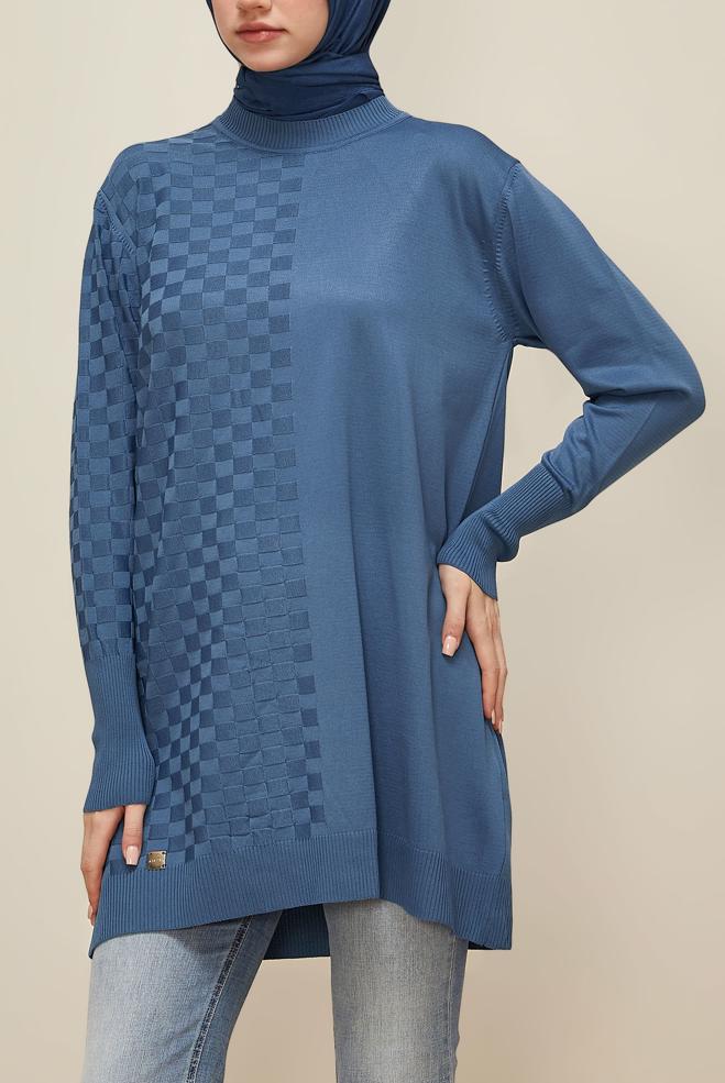 Tesettür giyim LACİVERT TRİKO TUNİK 45844 - ALVİNA