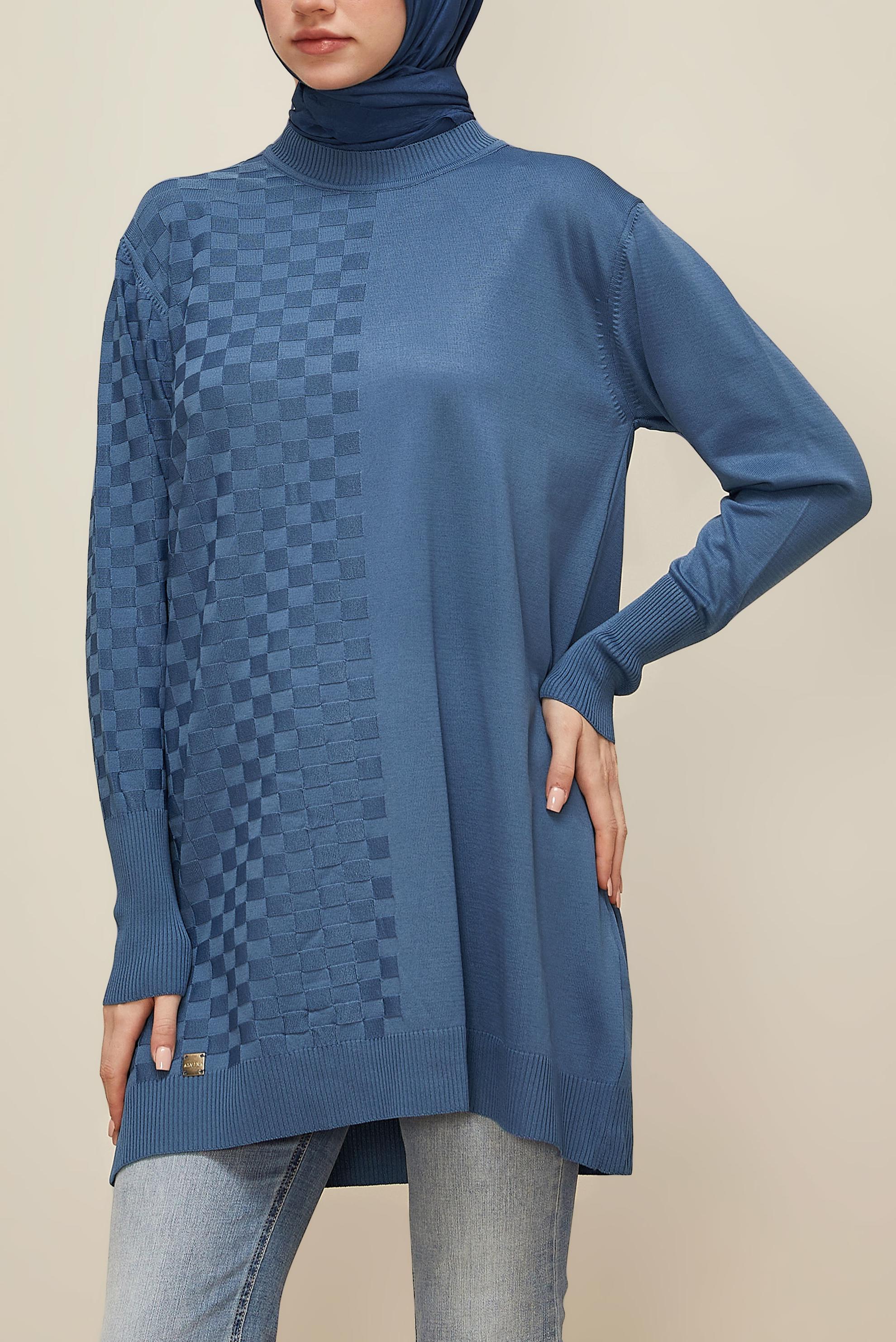 Tesettür giyim LACİVERT TRİKO TUNİK 45844