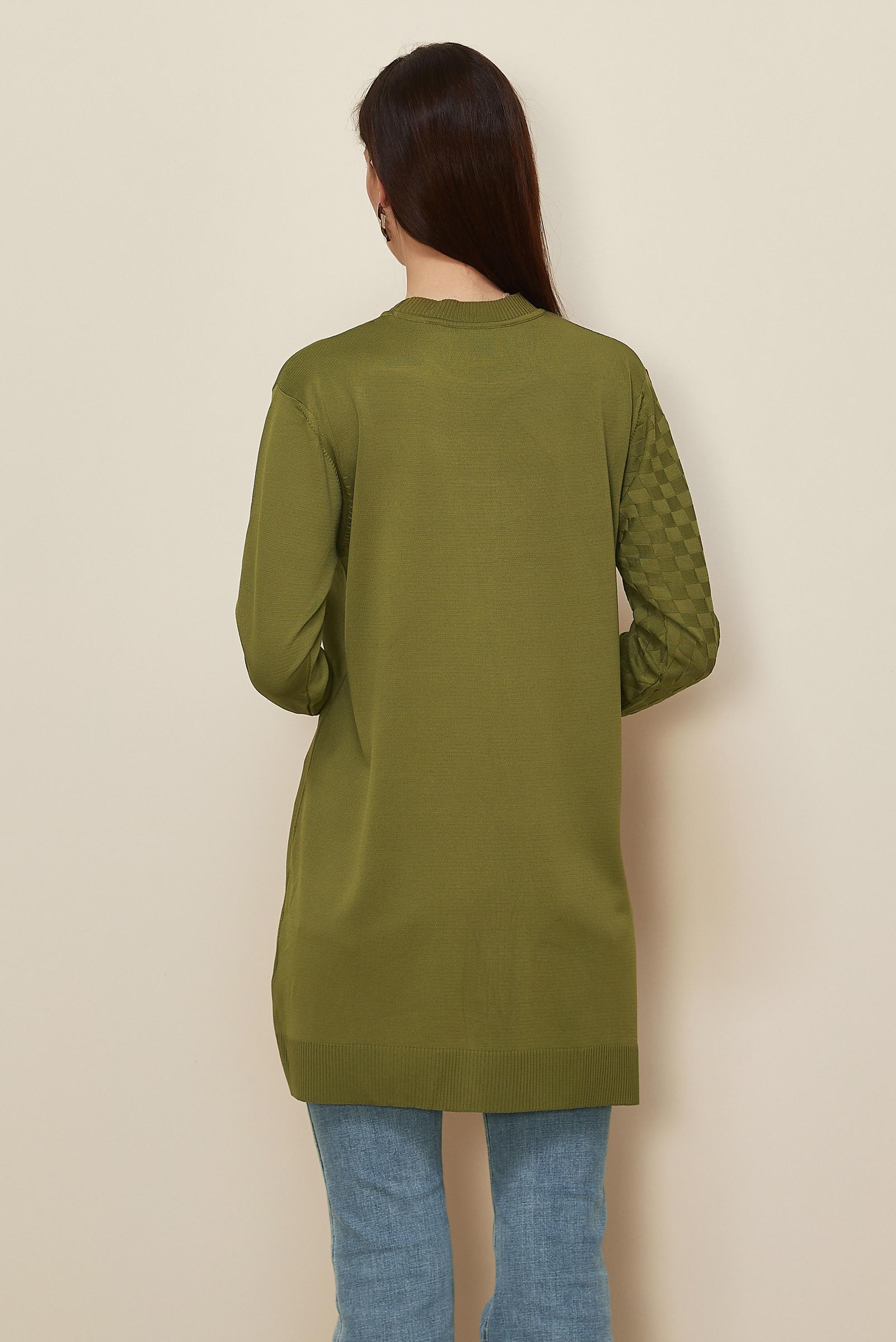 Tesettür giyim YEŞİL 45844 TRİKO TUNİK 40-48