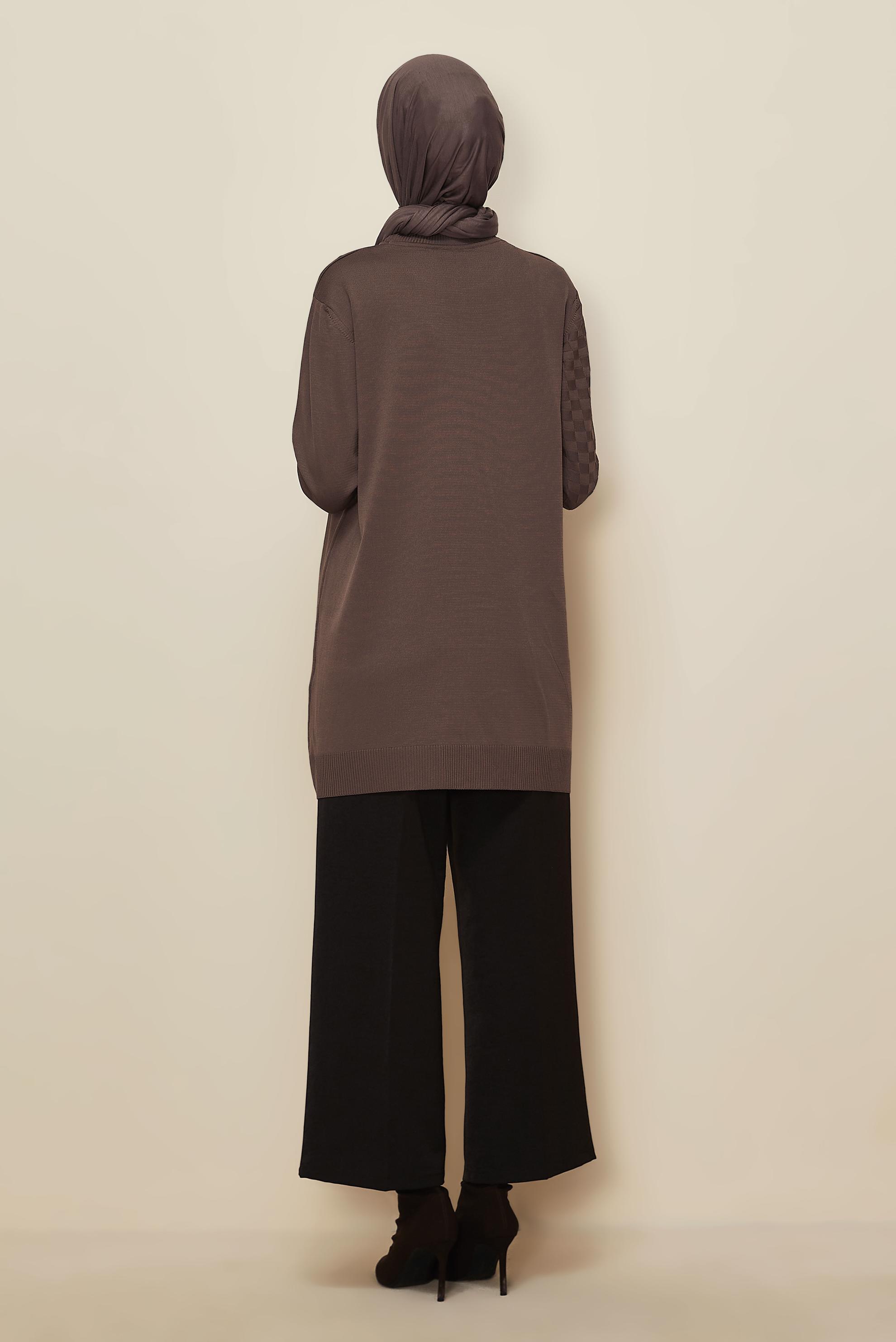 Tesettür giyim KAHVE TRİKO TUNİK 45844