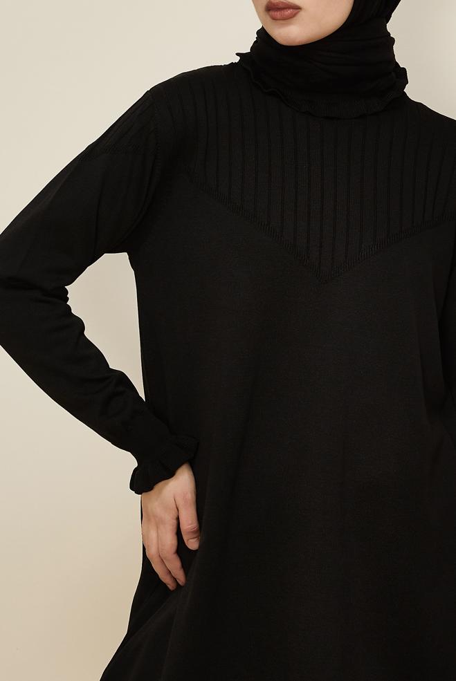 Hijab clothing BLACK KNITWEAR TUNIC 45845 - ALVİNA