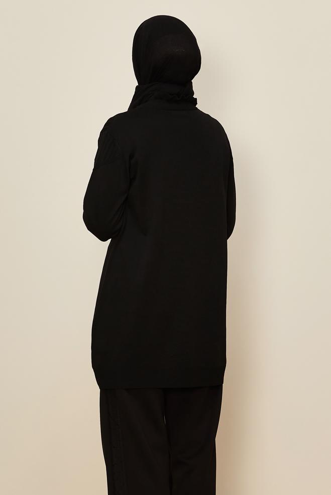 Hijab clothing BLACK KNITWEAR TUNIC 45845 - ALVİNA