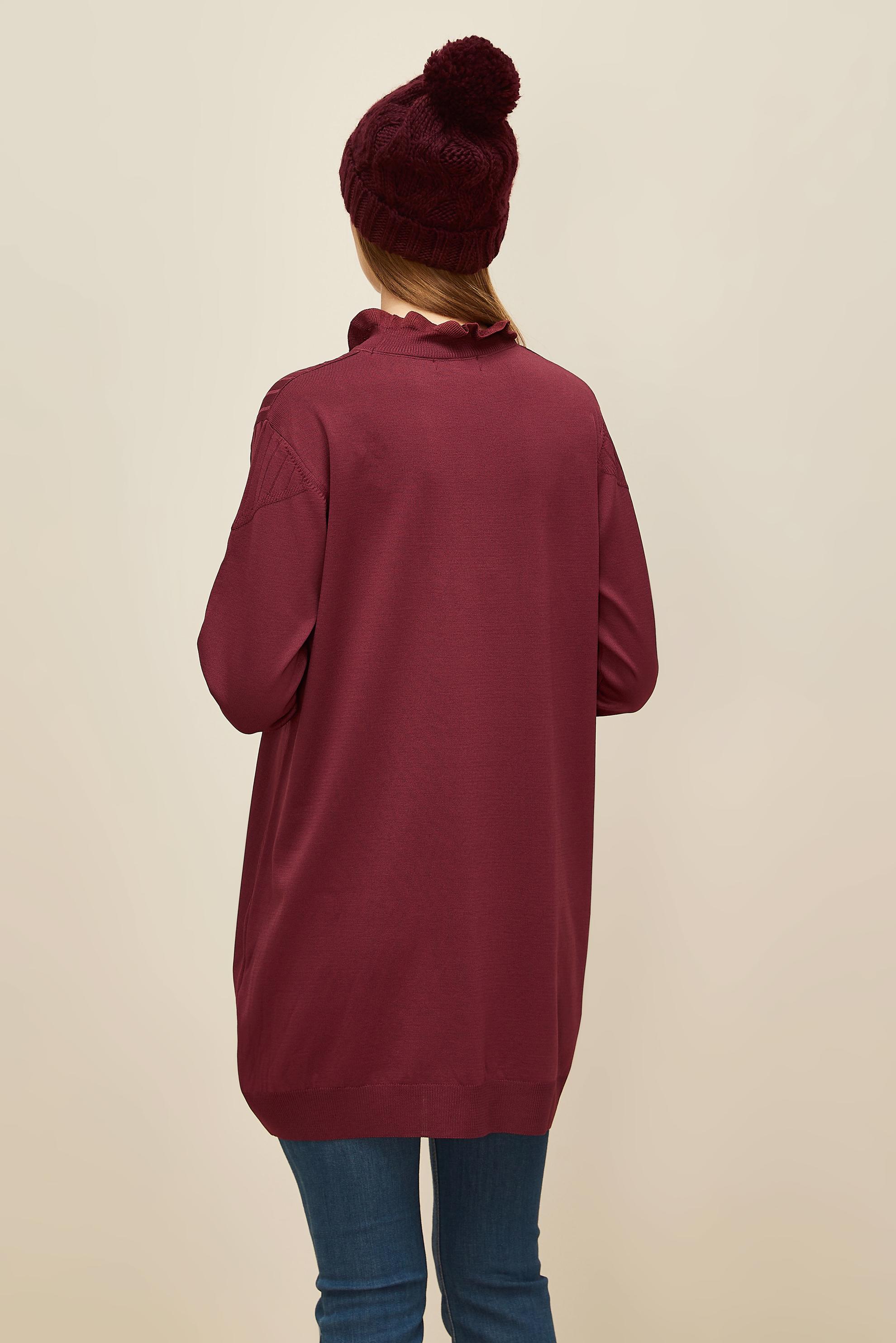 Tesettür giyim BORDO TRİKO TUNİK 45845