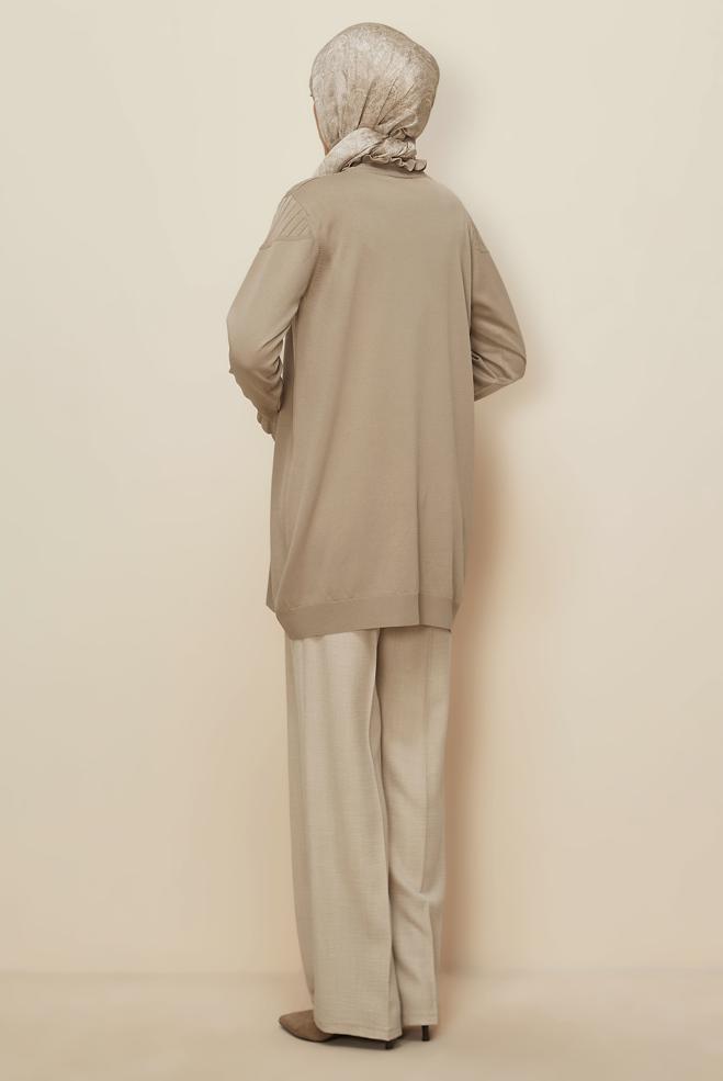 Tesettür giyim BEJ TRİKO TUNİK 45845 - ALVİNA