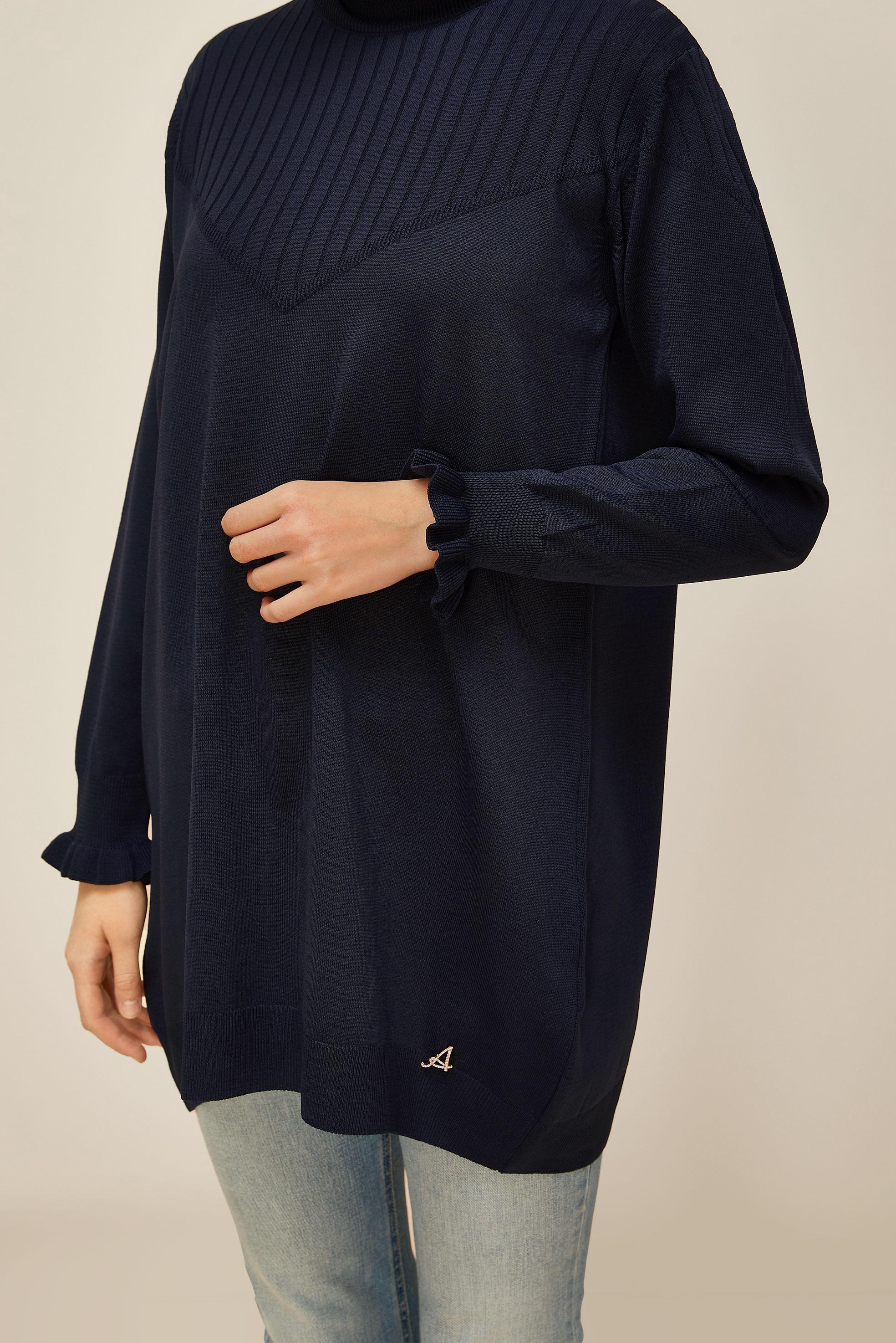 Tesettür giyim LACİVERT TRİKO TUNİK 45845