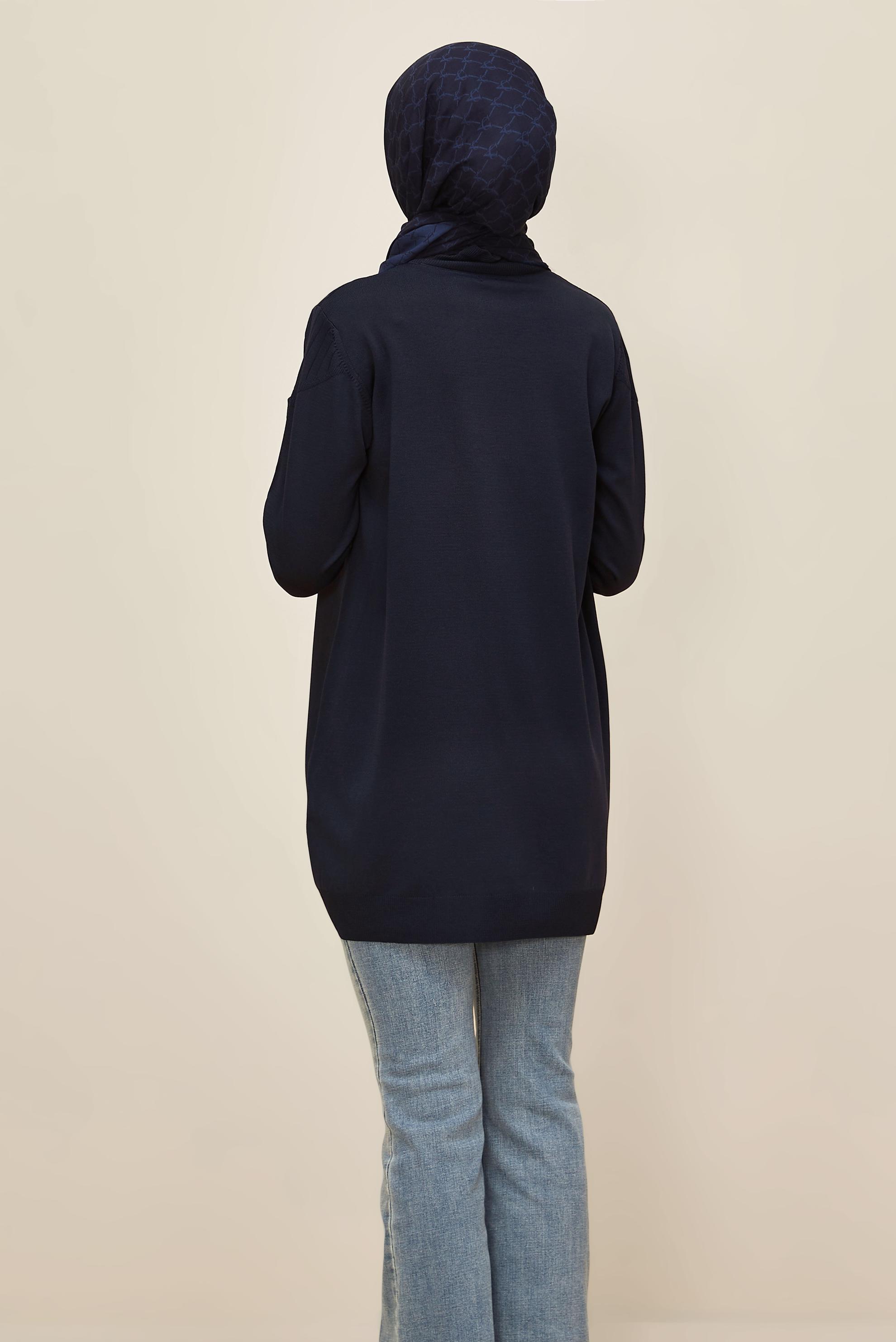 Tesettür giyim LACİVERT TRİKO TUNİK 45845