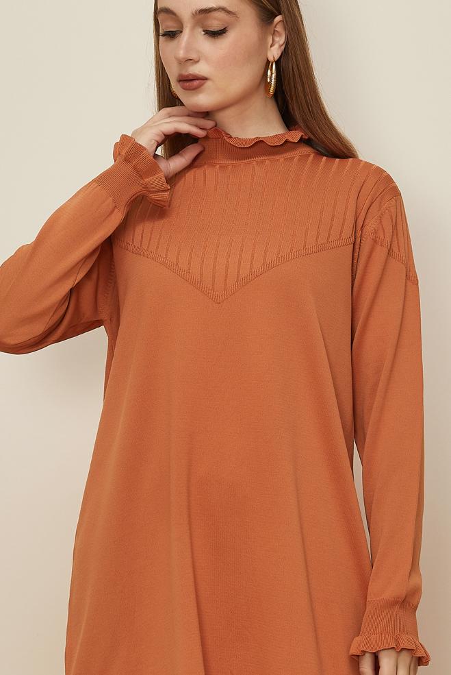 Hijab clothing ORANGE KNITWEAR TUNIC 45845 - ALVİNA