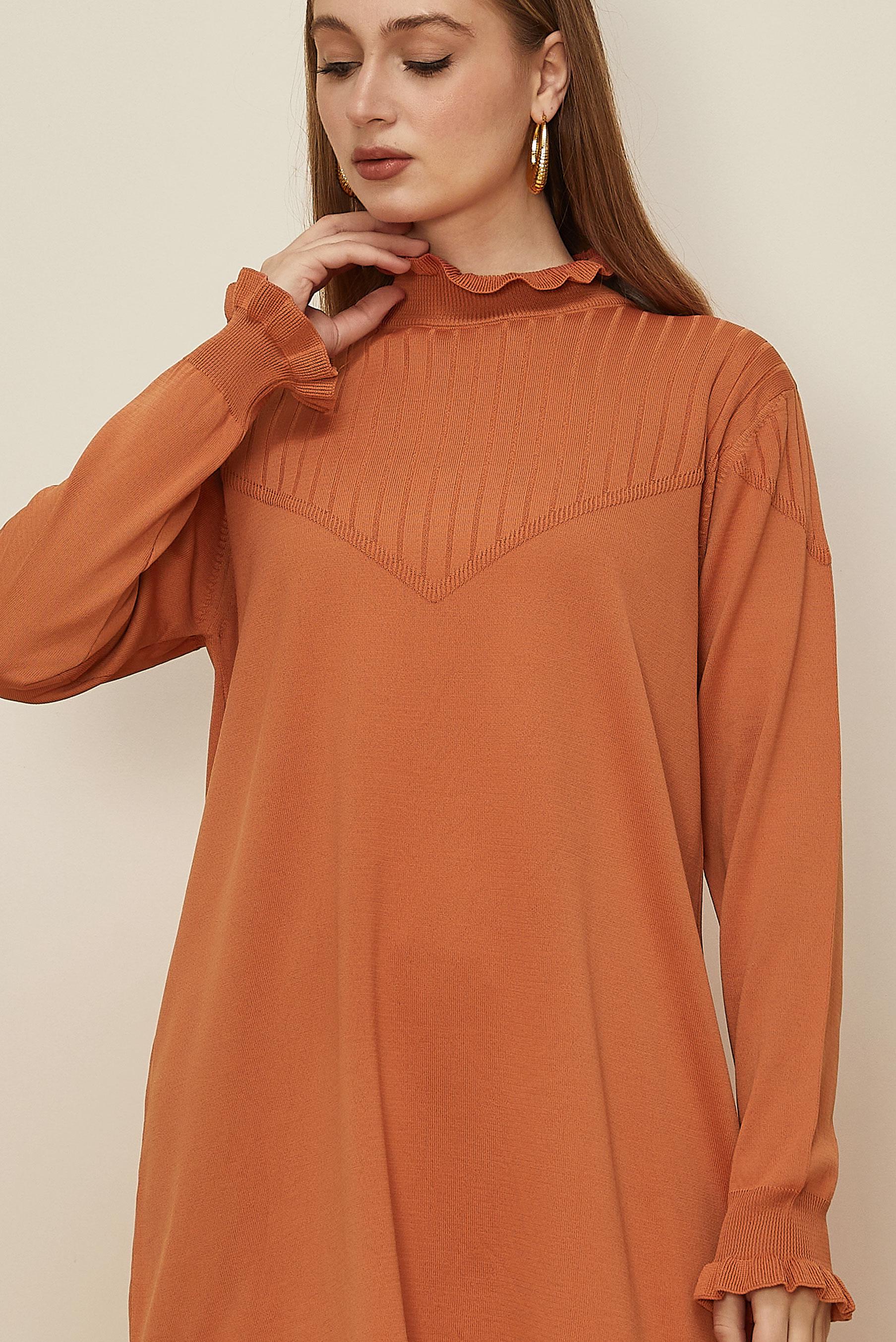 Tesettür giyim TURUNCU TRİKO TUNİK 45845