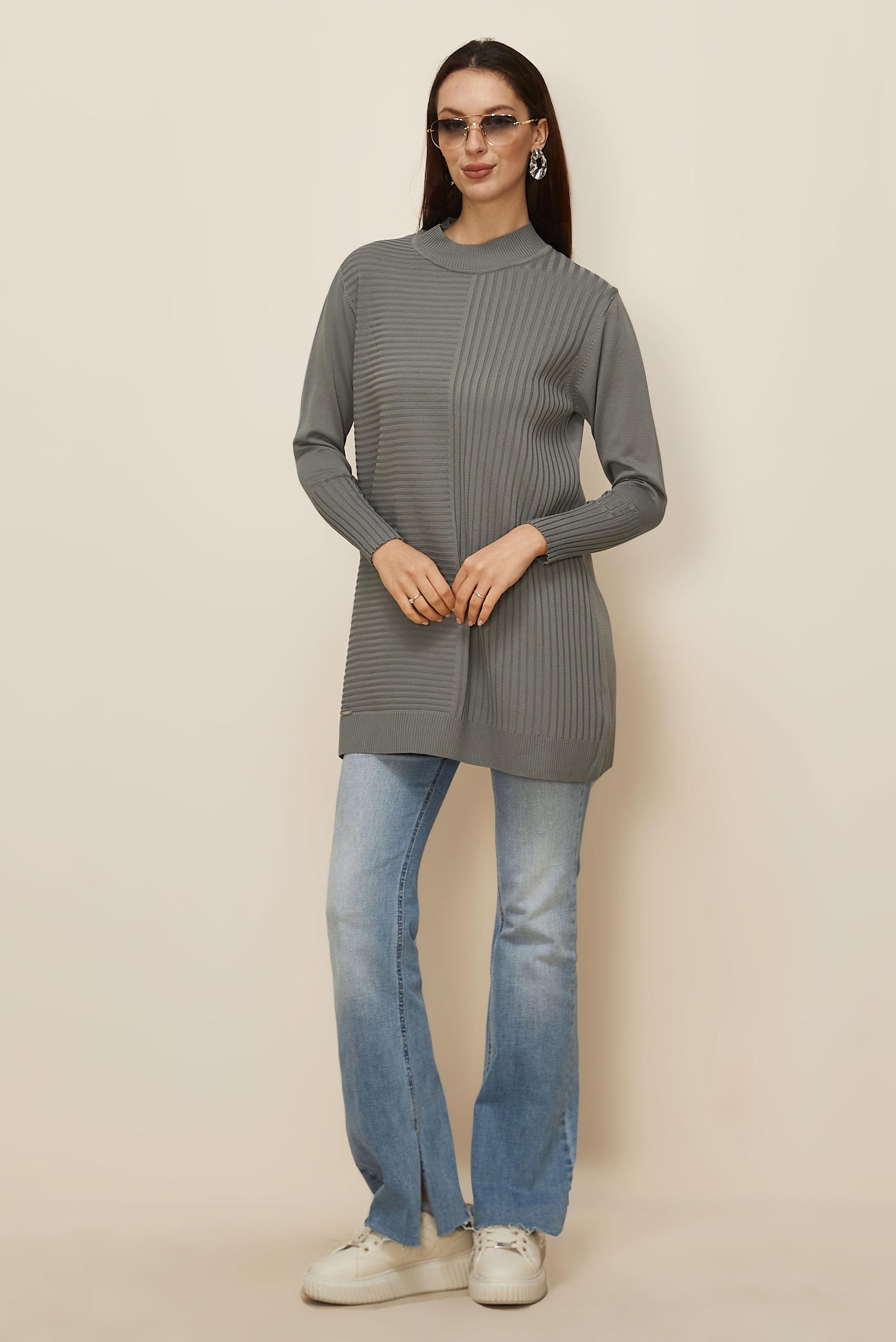 Vêtements hijab GRIS TUNIQUE EN MAILLE 45846