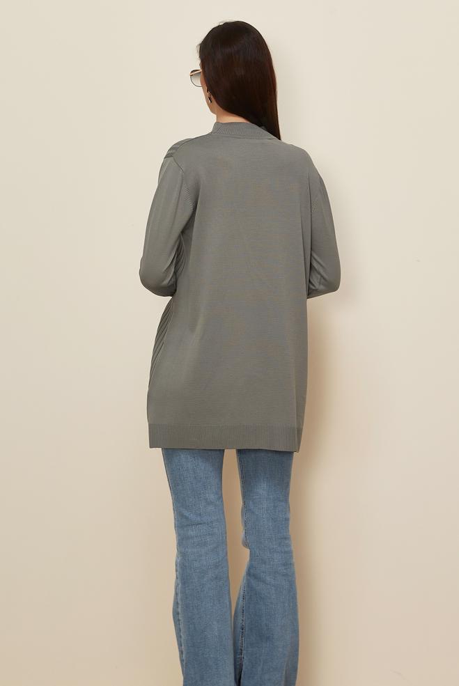 Vêtements hijab GRIS TUNIQUE EN MAILLE 45846 - ALVİNA