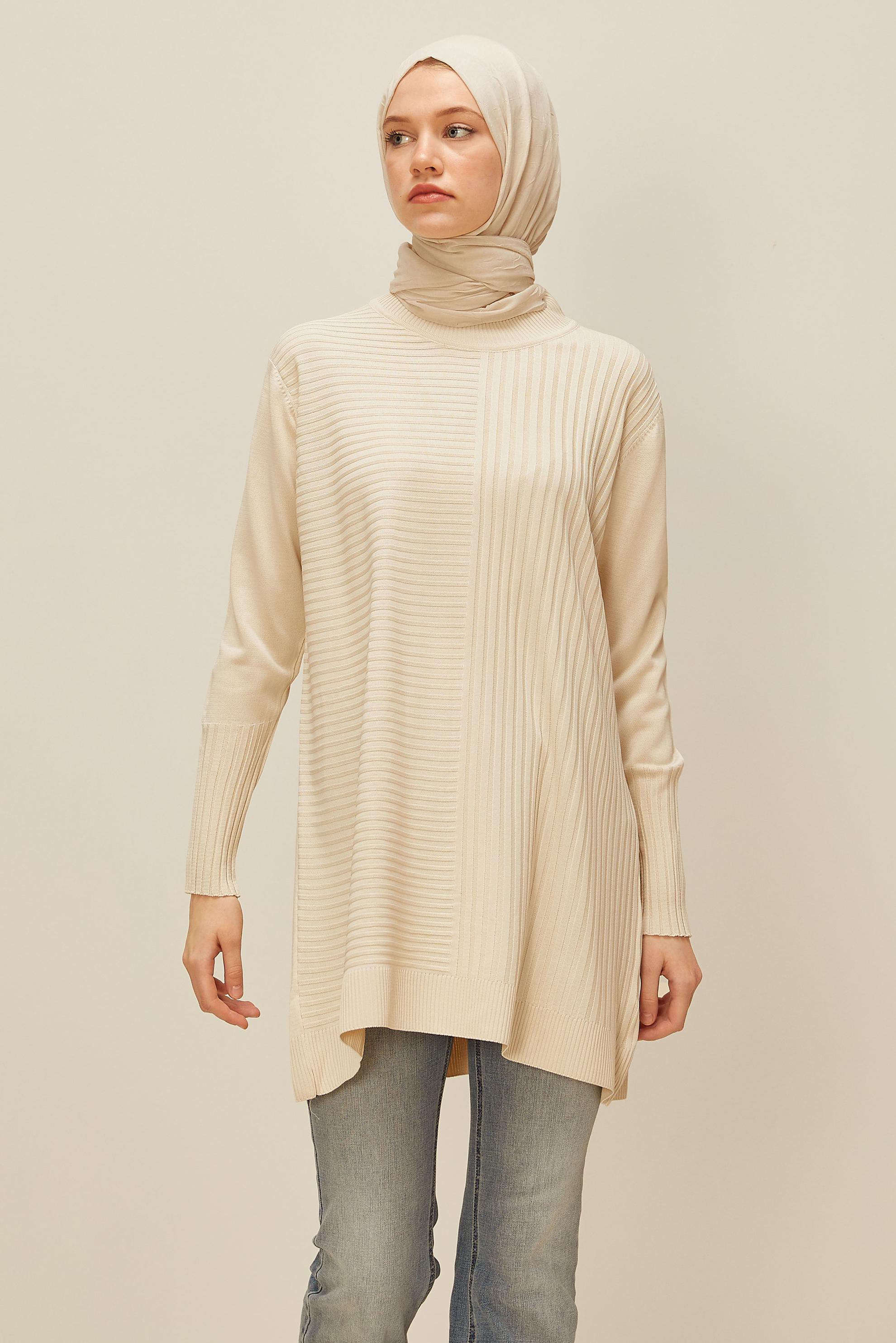 Hijab clothing BEIGE KNITWEAR TUNIC 45846