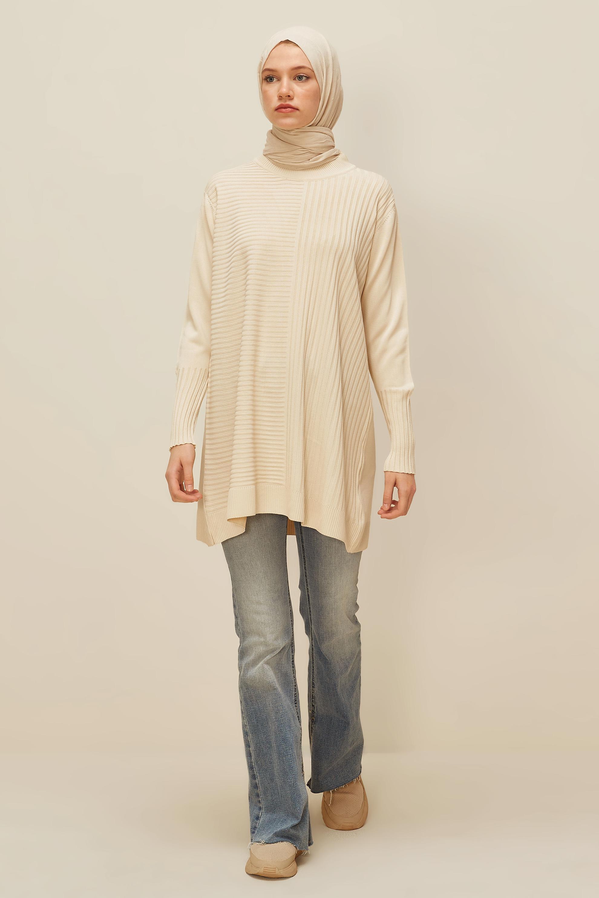 Hijab clothing BEIGE KNITWEAR TUNIC 45846