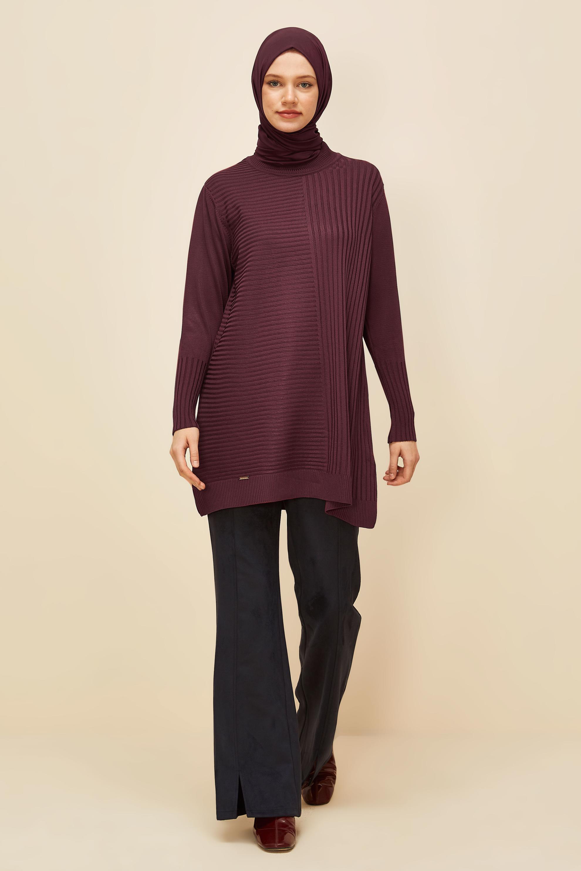 Hijab clothing CLARET RED KNITWEAR TUNIC 45846