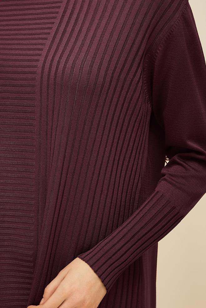 Hijab clothing CLARET RED KNITWEAR TUNIC 45846 - ALVİNA