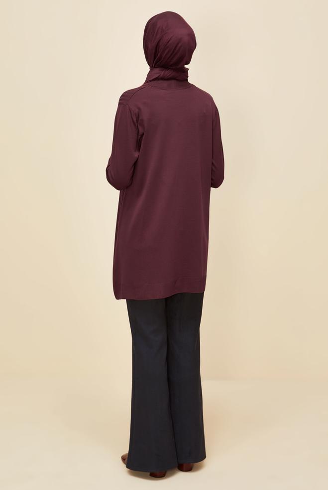 Hijab clothing CLARET RED KNITWEAR TUNIC 45846 - ALVİNA