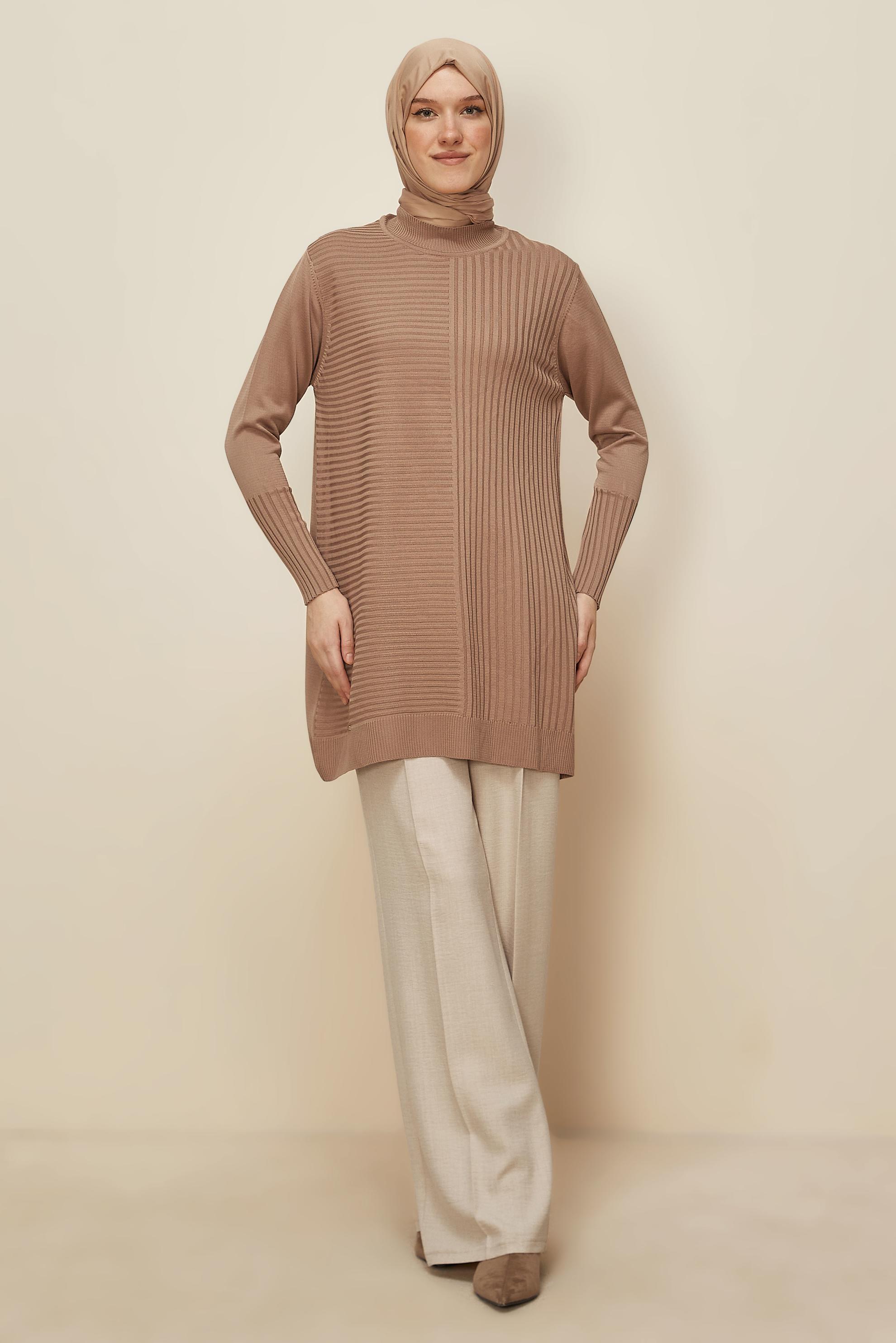 Tesettür giyim KAHVE TRİKO TUNİK 45846