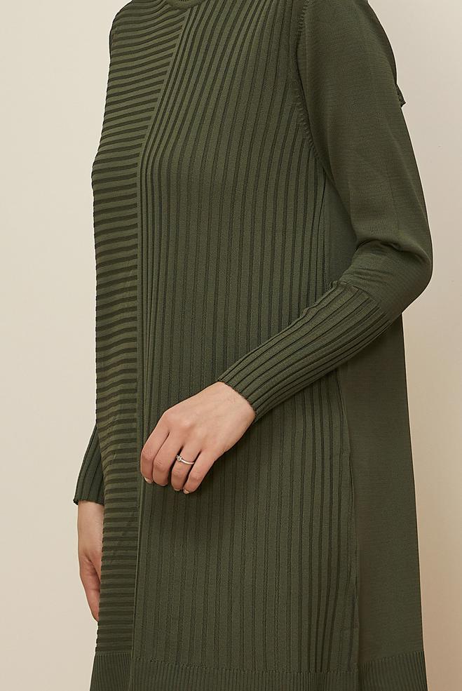 Hijab clothing KHAKI KNITWEAR TUNIC 45846 - ALVİNA
