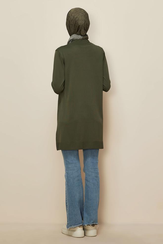 Hijab clothing KHAKI KNITWEAR TUNIC 45846 - ALVİNA