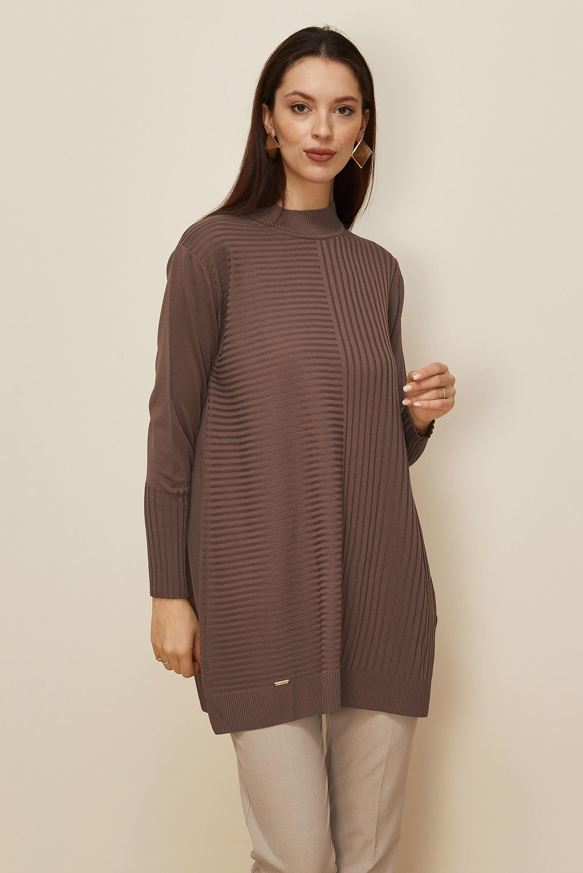 Vêtements hijab BRUN TUNIQUE EN MAILLE 45846