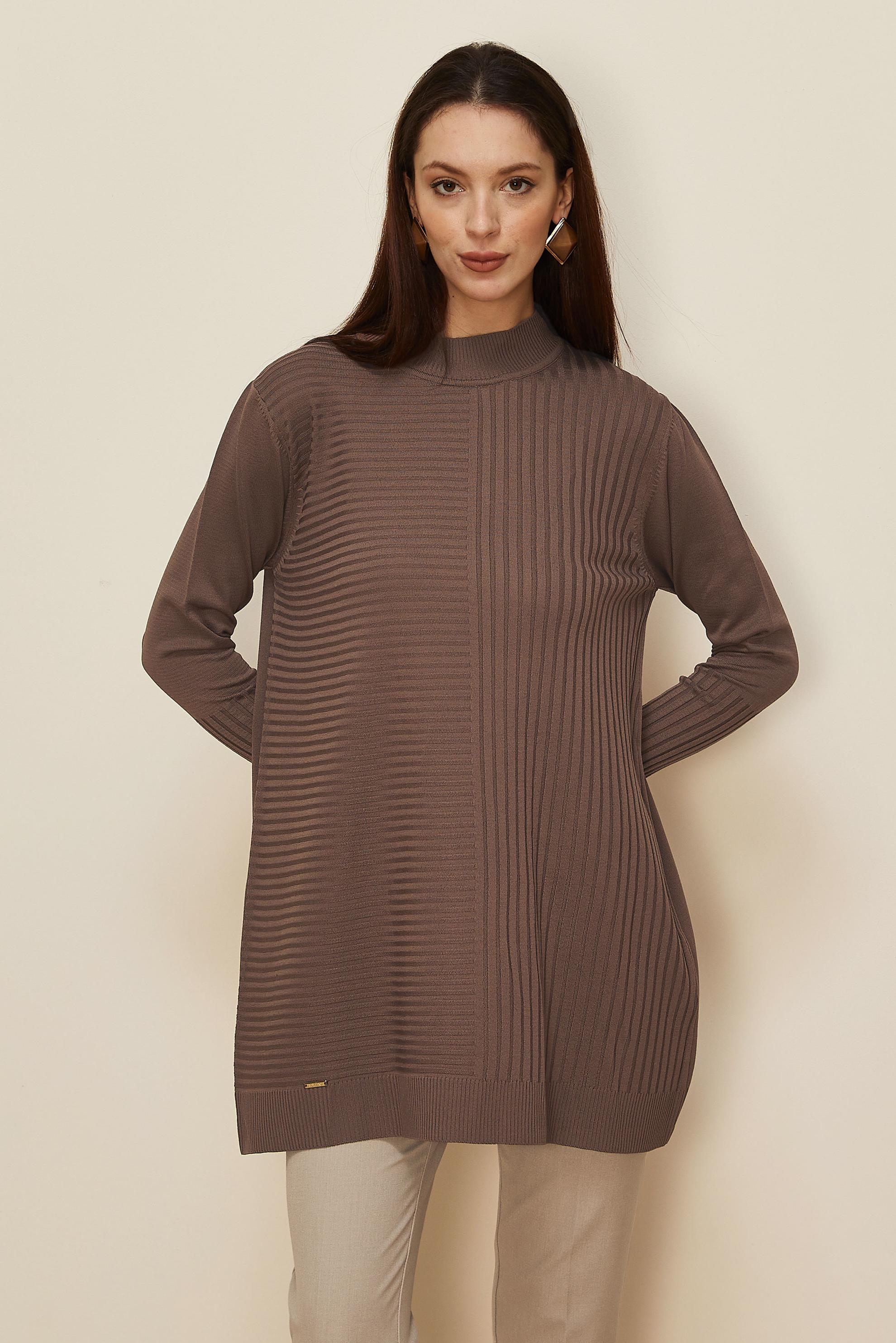 Vêtements hijab BRUN TUNIQUE EN MAILLE 45846