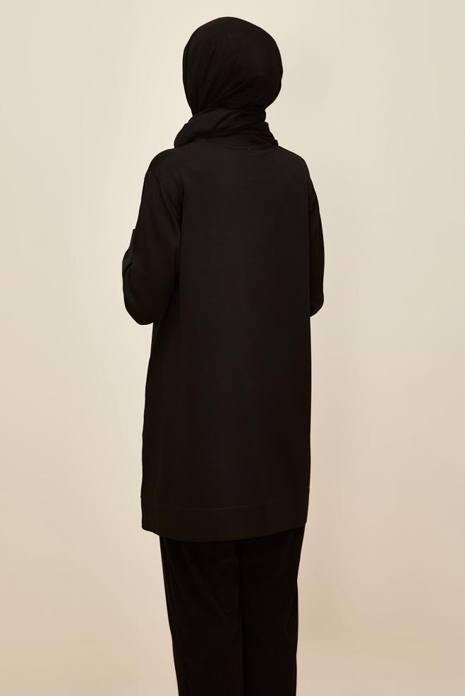Hijab clothing BLACK KNITWEAR TUNIC 45847 - ALVİNA