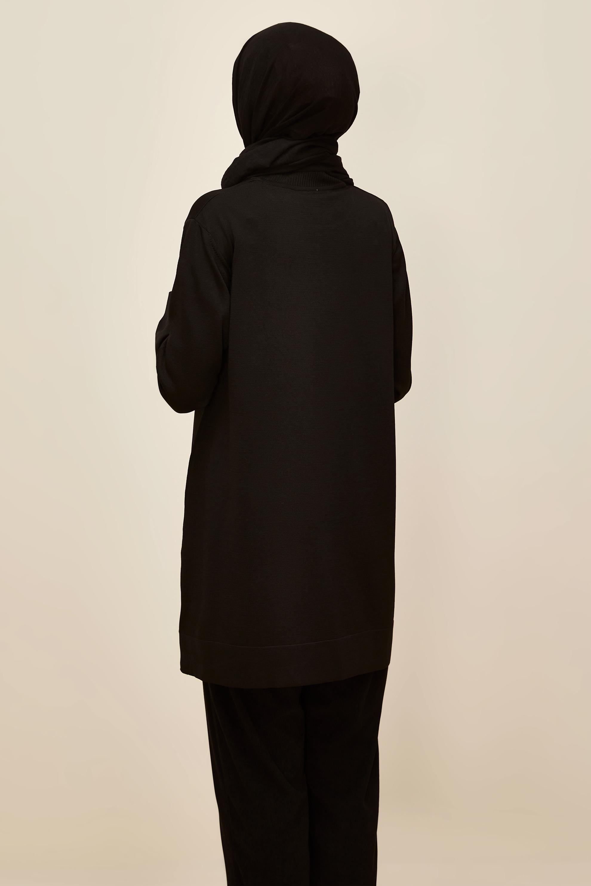 Tesettür giyim SİYAH TRİKO TUNİK 45847