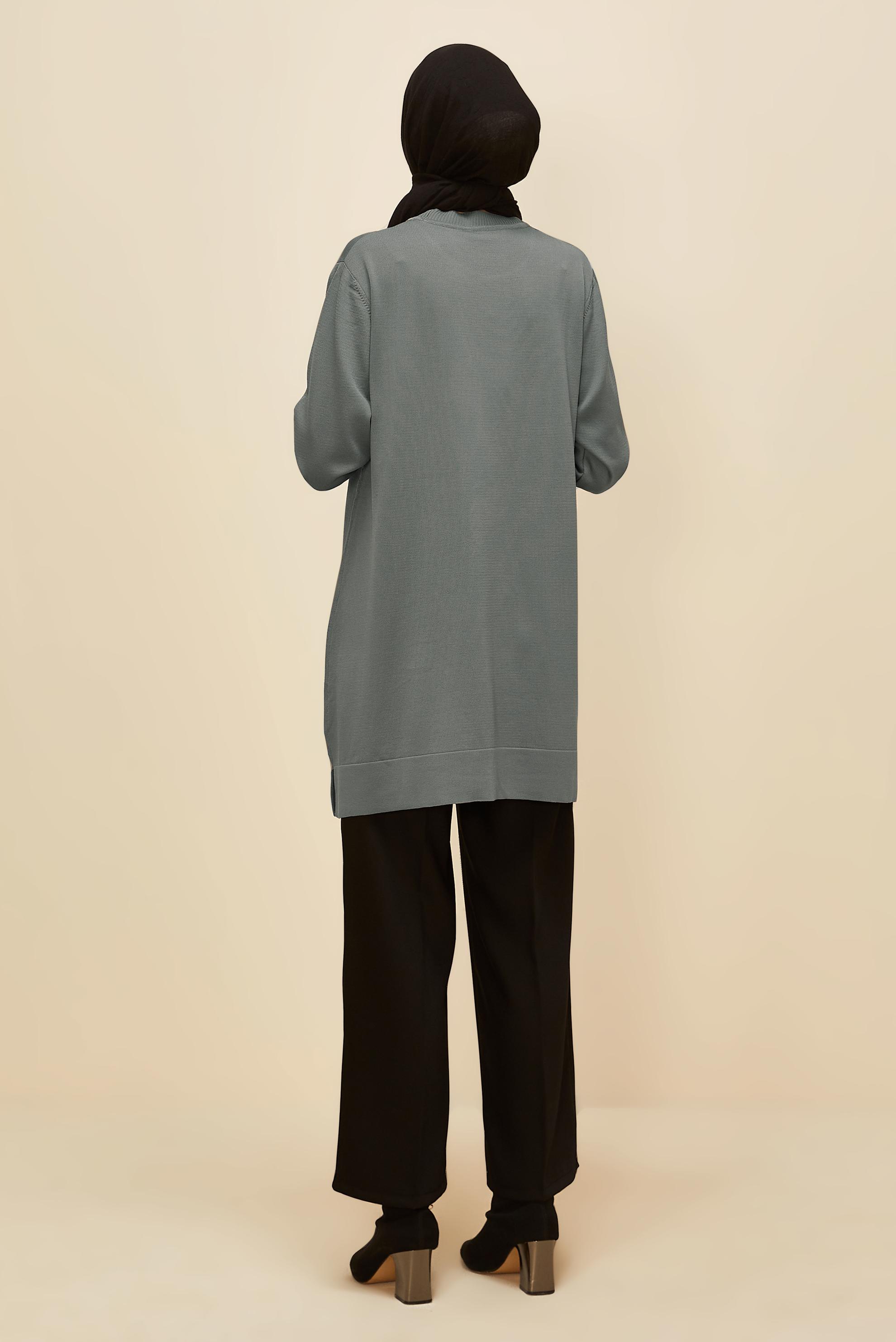 Tesettür giyim GRİ TRİKO TUNİK 45847