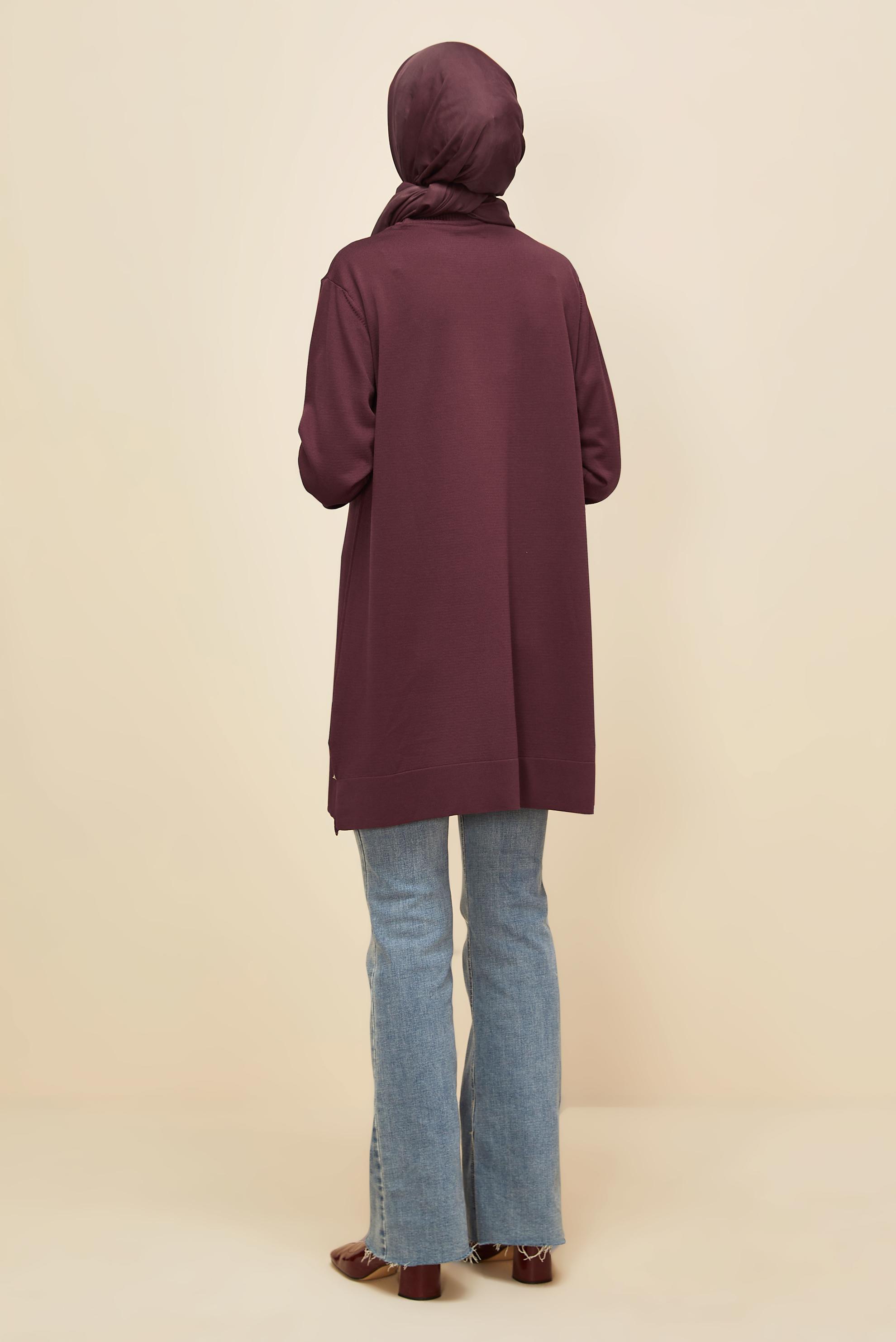Tesettür giyim BORDO TRİKO TUNİK 45847