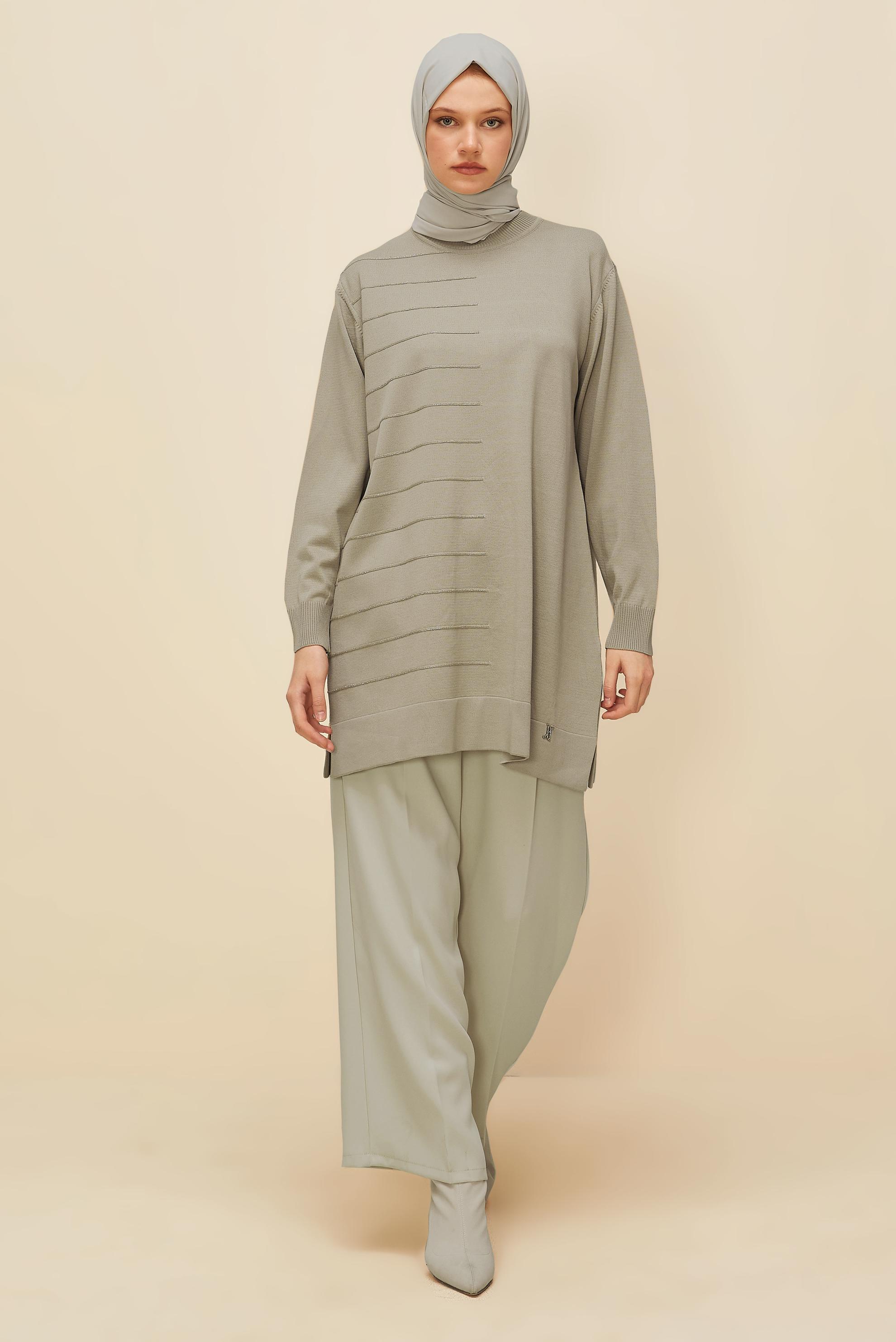 Hijab clothing BEIGE KNITWEAR TUNIC 45847