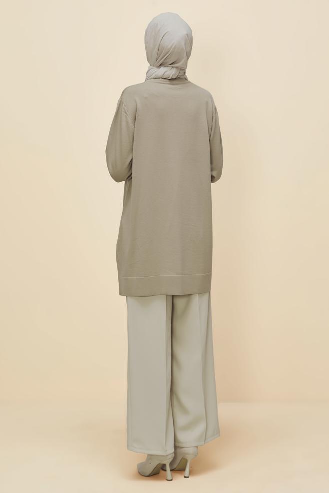 Hijab clothing BEIGE KNITWEAR TUNIC 45847 - ALVİNA