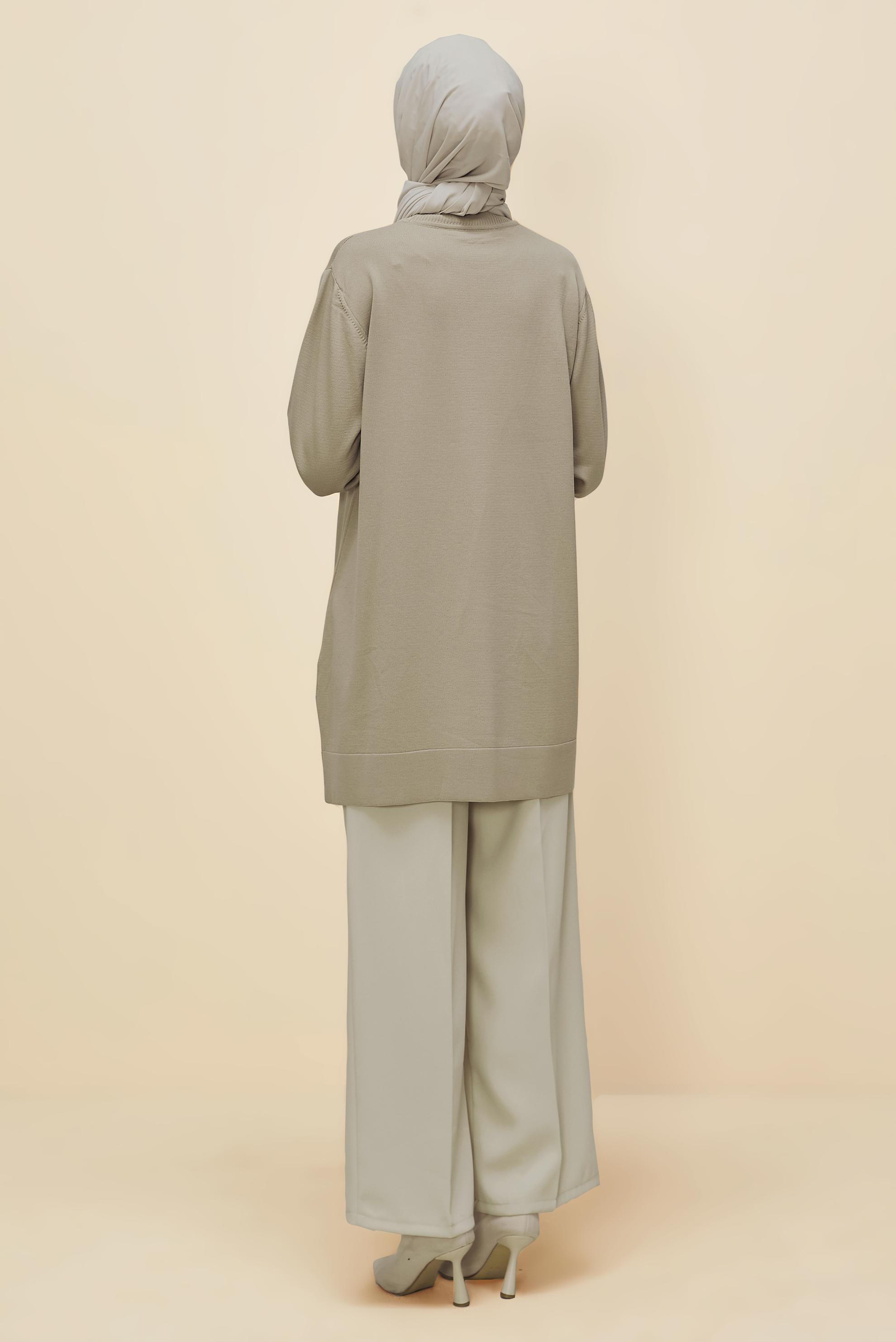 Hijab clothing BEIGE KNITWEAR TUNIC 45847
