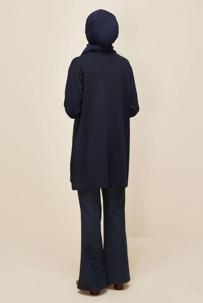 Hijab clothing NAVY BLUE KNITWEAR TUNIC 45847 - ALVİNA