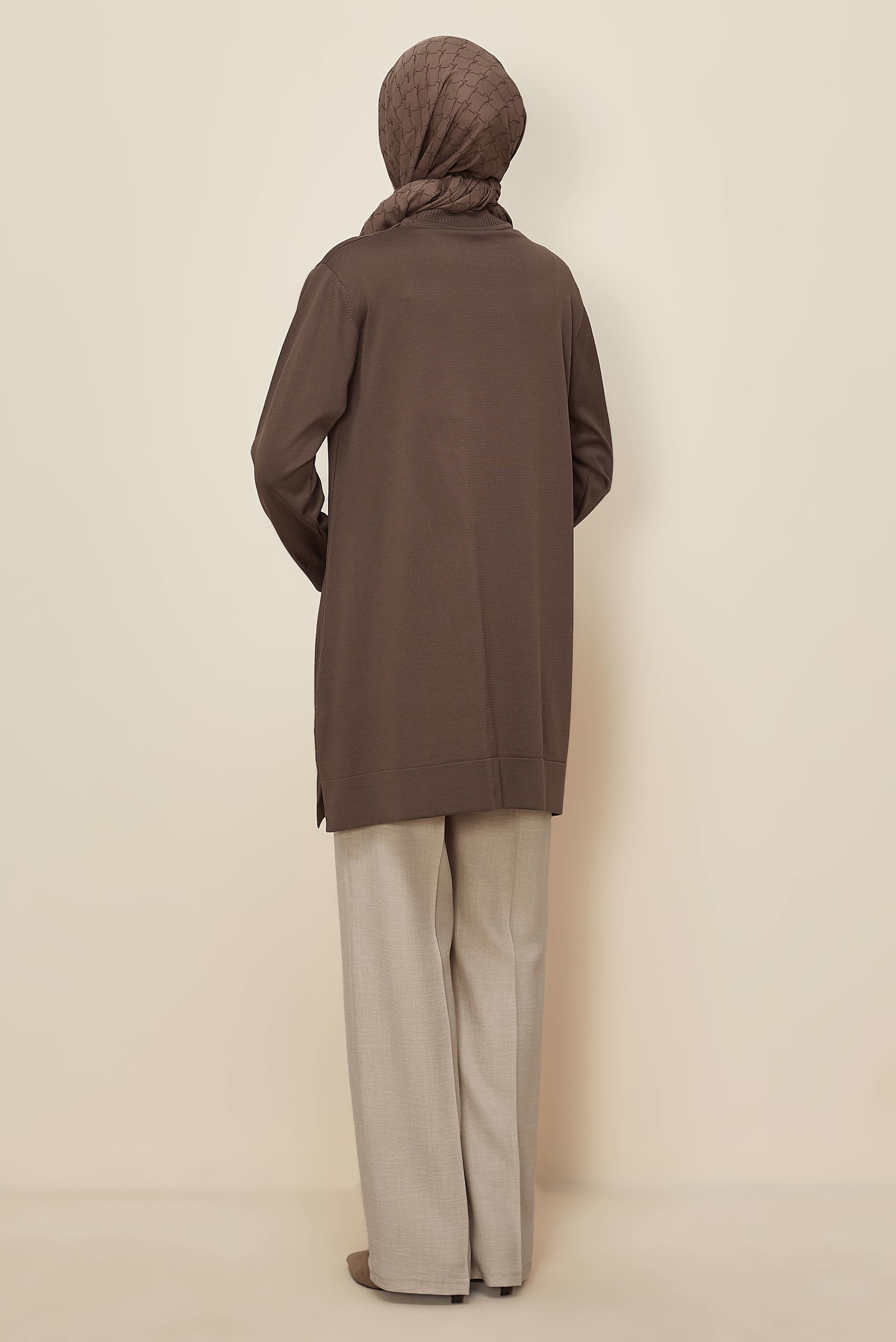 Tesettür giyim KAHVE TRİKO TUNİK 45847