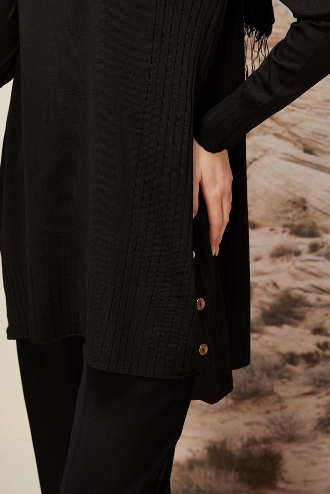 Tesettür giyim SİYAH TRİKO TUNİK 45849 - ALVİNA