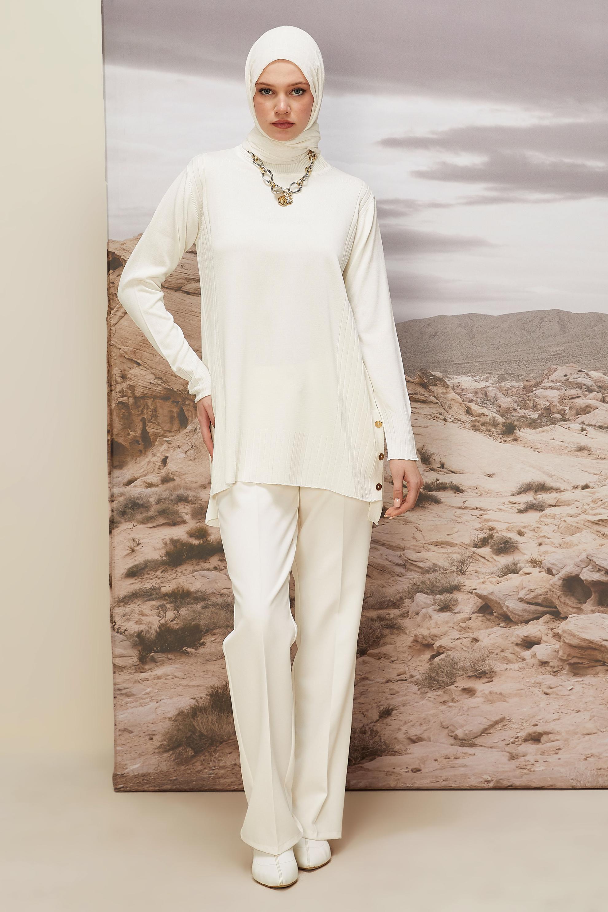 Hijab clothing WHITE 45849 TRİKO TUNİK 38-46