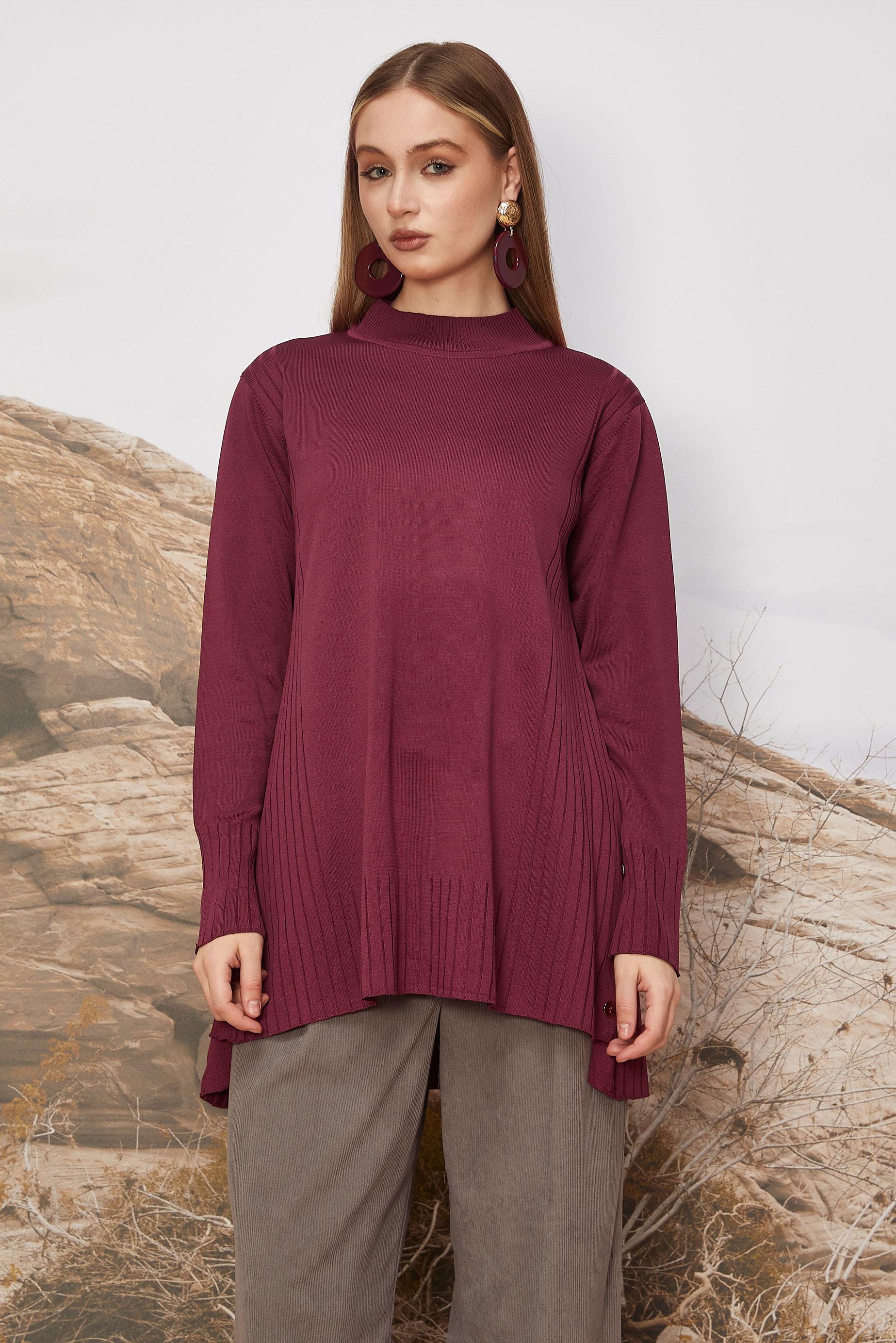 Hijab clothing CLARET RED KNITWEAR TUNIC 45849