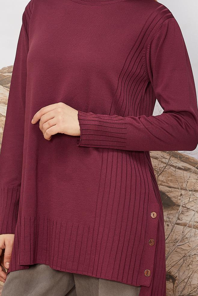 Hijab clothing CLARET RED KNITWEAR TUNIC 45849 - ALVİNA