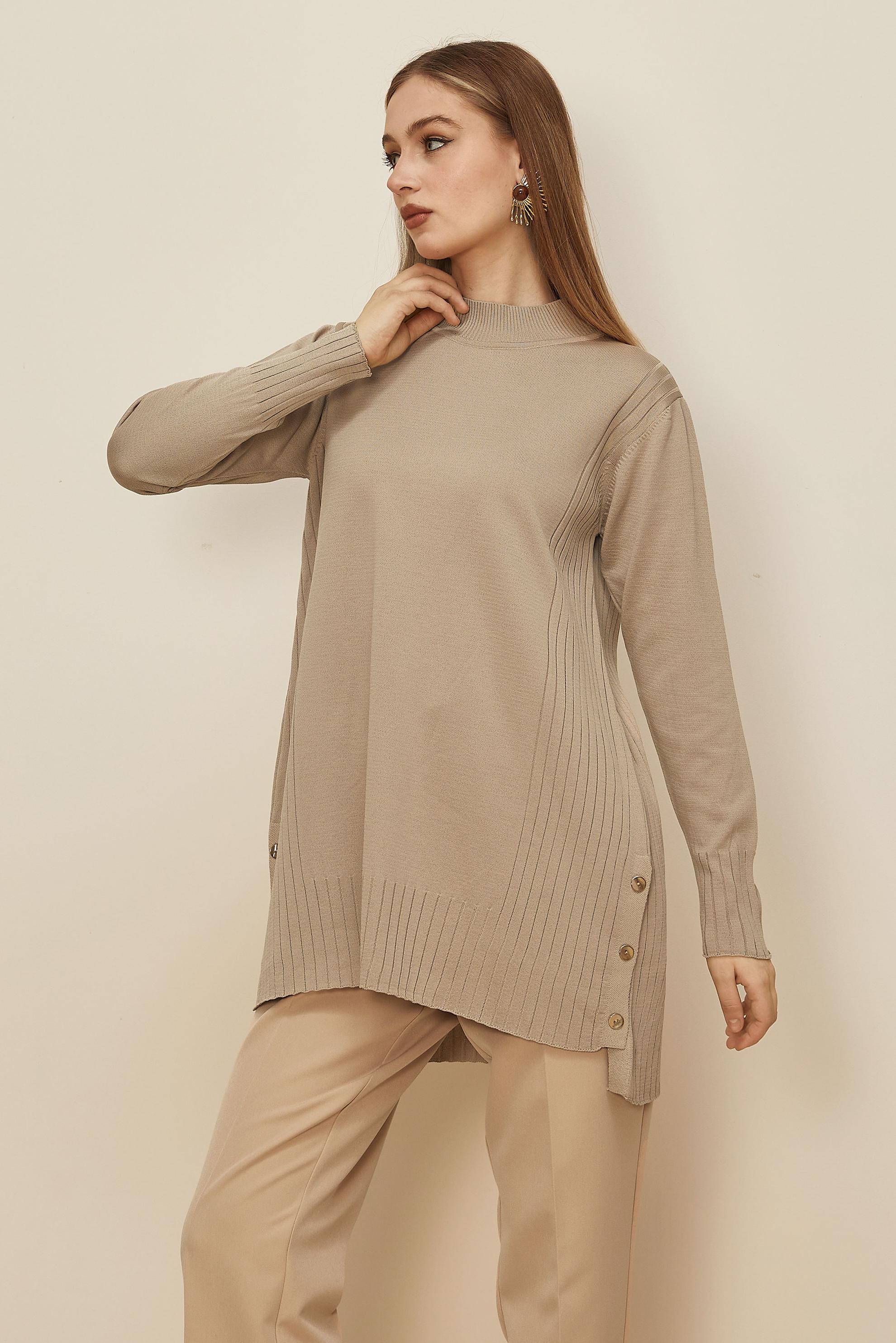 Hijab clothing BEIGE KNITWEAR TUNIC 45849