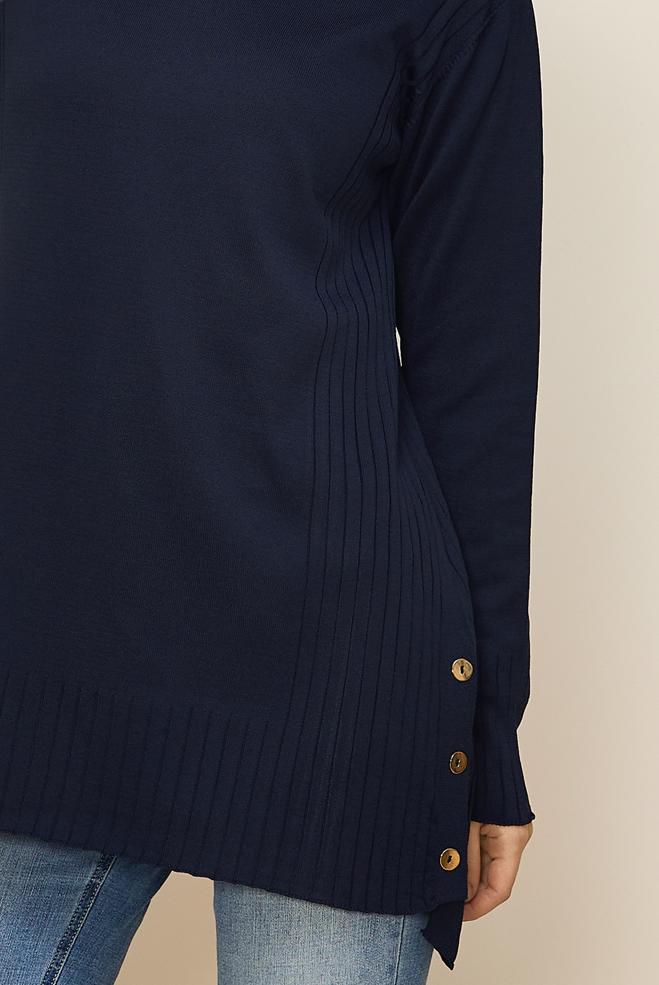 Hijab clothing NAVY BLUE KNITWEAR TUNIC 45849 - ALVİNA
