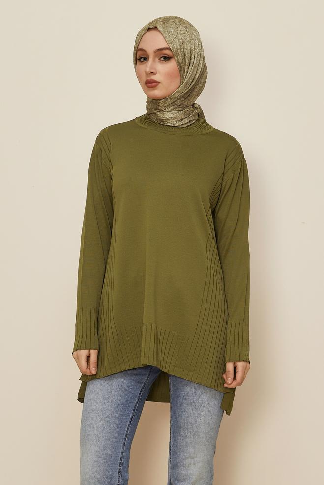 Hijab clothing GREEN KNITWEAR TUNIC 45849 - ALVİNA