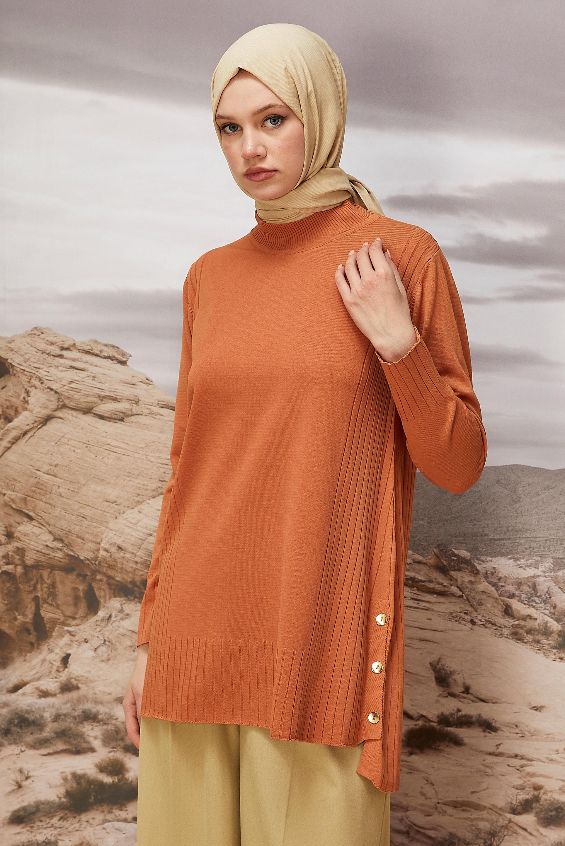 Tesettür giyim TURUNCU TRİKO TUNİK 45849