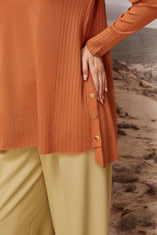 Tesettür giyim TURUNCU TRİKO TUNİK 45849 - ALVİNA