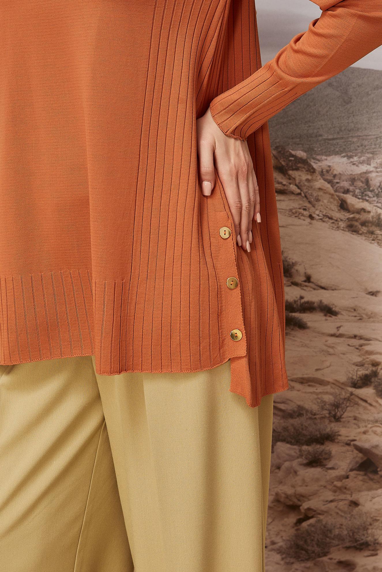 Tesettür giyim TURUNCU TRİKO TUNİK 45849