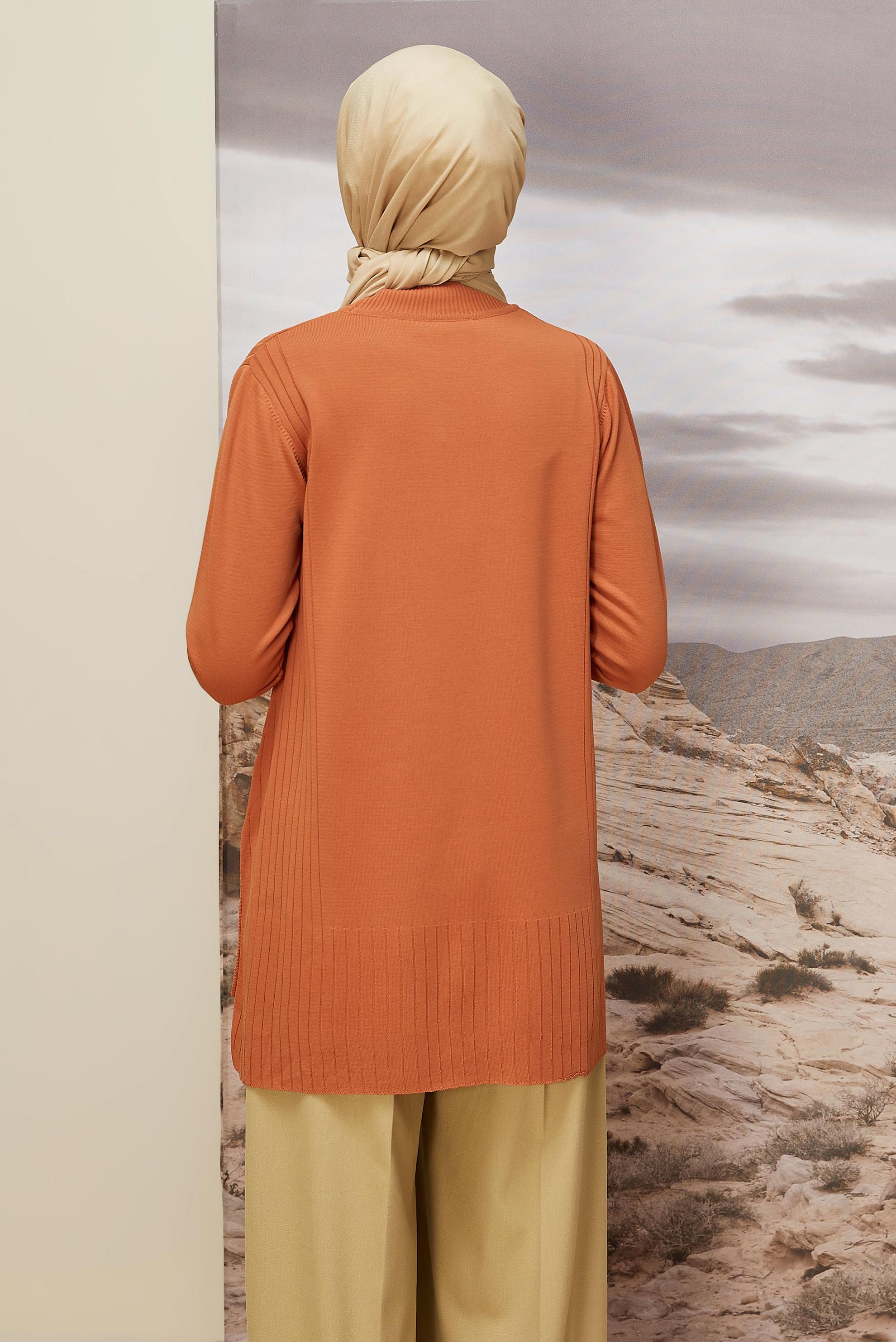Tesettür giyim TURUNCU TRİKO TUNİK 45849