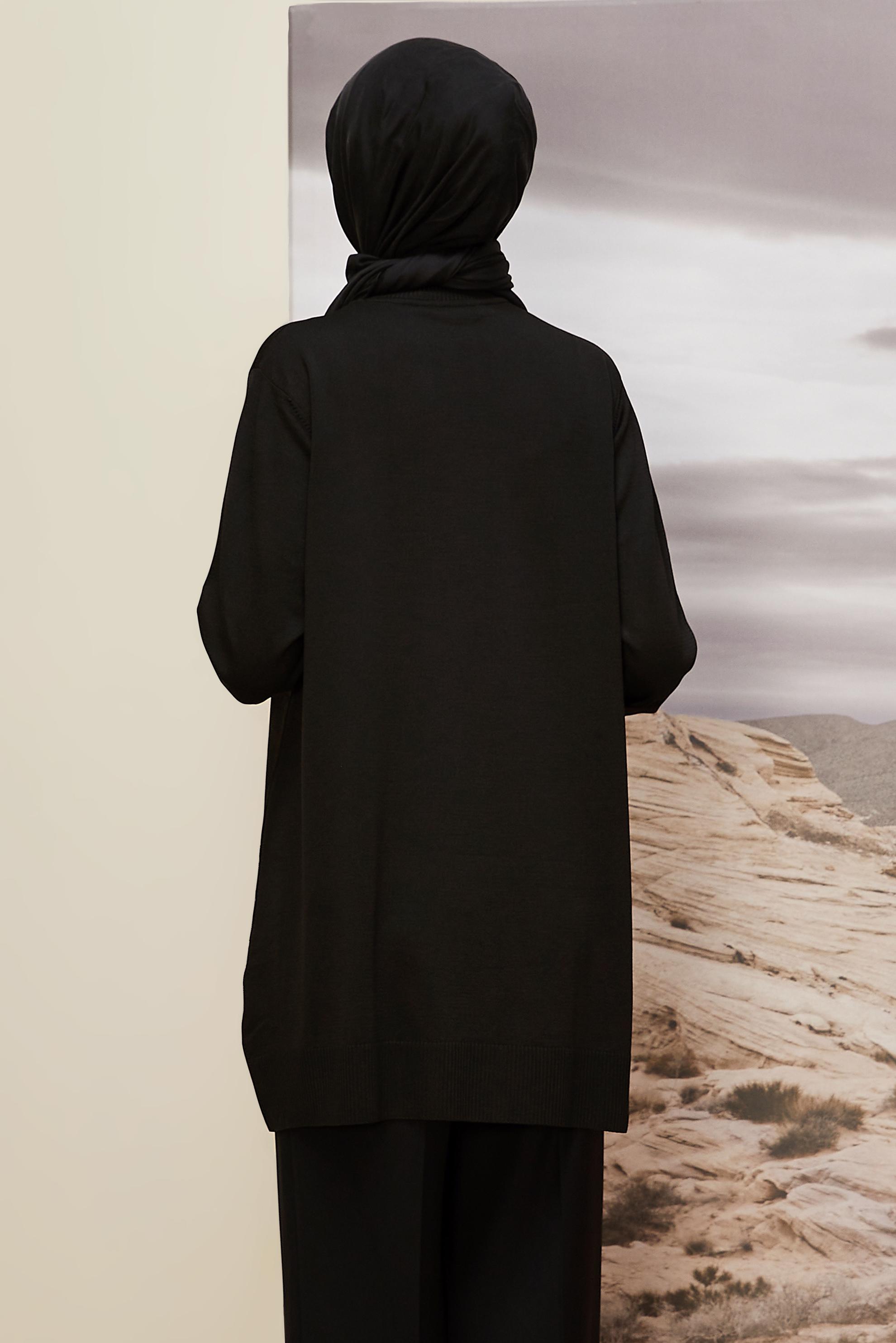 Tesettür giyim SİYAH TRİKO TUNİK 45850