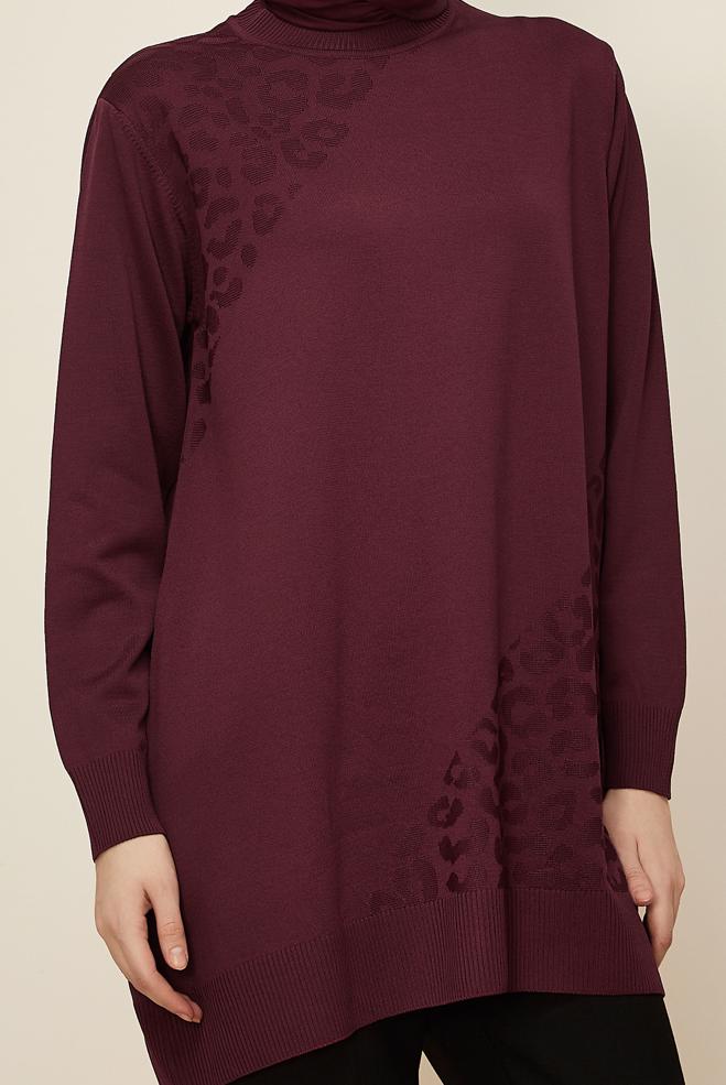 Tesettür giyim BORDO TRİKO TUNİK 45850 - ALVİNA