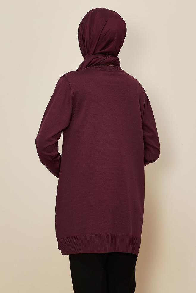Tesettür giyim BORDO TRİKO TUNİK 45850 - ALVİNA